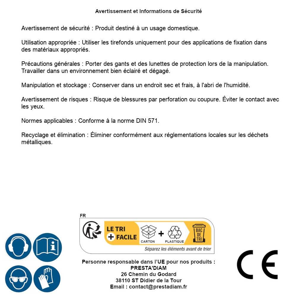 50 Tirefonds Bois Tête Hexagonale 8 x 140 mm - DIN 571 - Inox A4 - D-Work