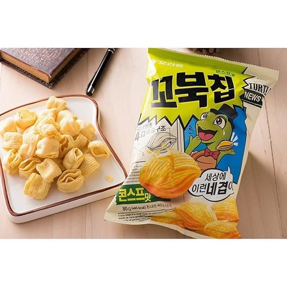 Cros Orion Turtle Chips-Sweet Corn Flavor-Crispy Korean Party Corn Snacks-3 Packs x 160G