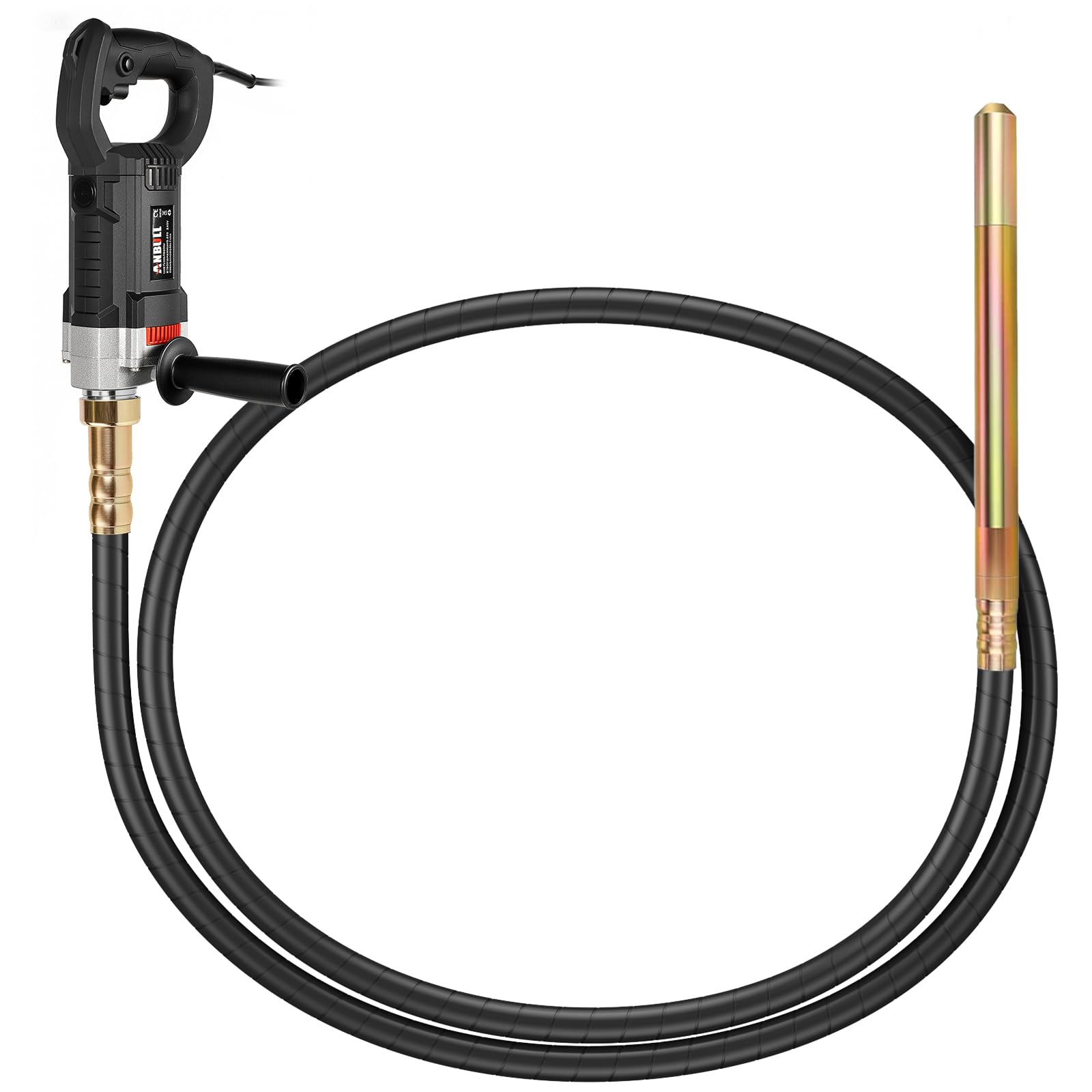 Anbull Vibreur Beton Electrique 4 m, 1800 W Aiguille Vibrante Pour Beton, 5500 tr/min, Amplitude 0,9 mm, Vibreuse Beton, Concrete Vibrator, Noir