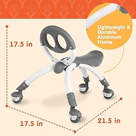 YBIKE Pewi Walking Toddler Ride On Toys - from Baby Walker to Toddler Balance Bike for Ages 9 Months to 3 Yrs, Durable Walking Buddy Push Toy, Comfortable, Indoor & Outdoor, Up to 44 Lbs, Gray