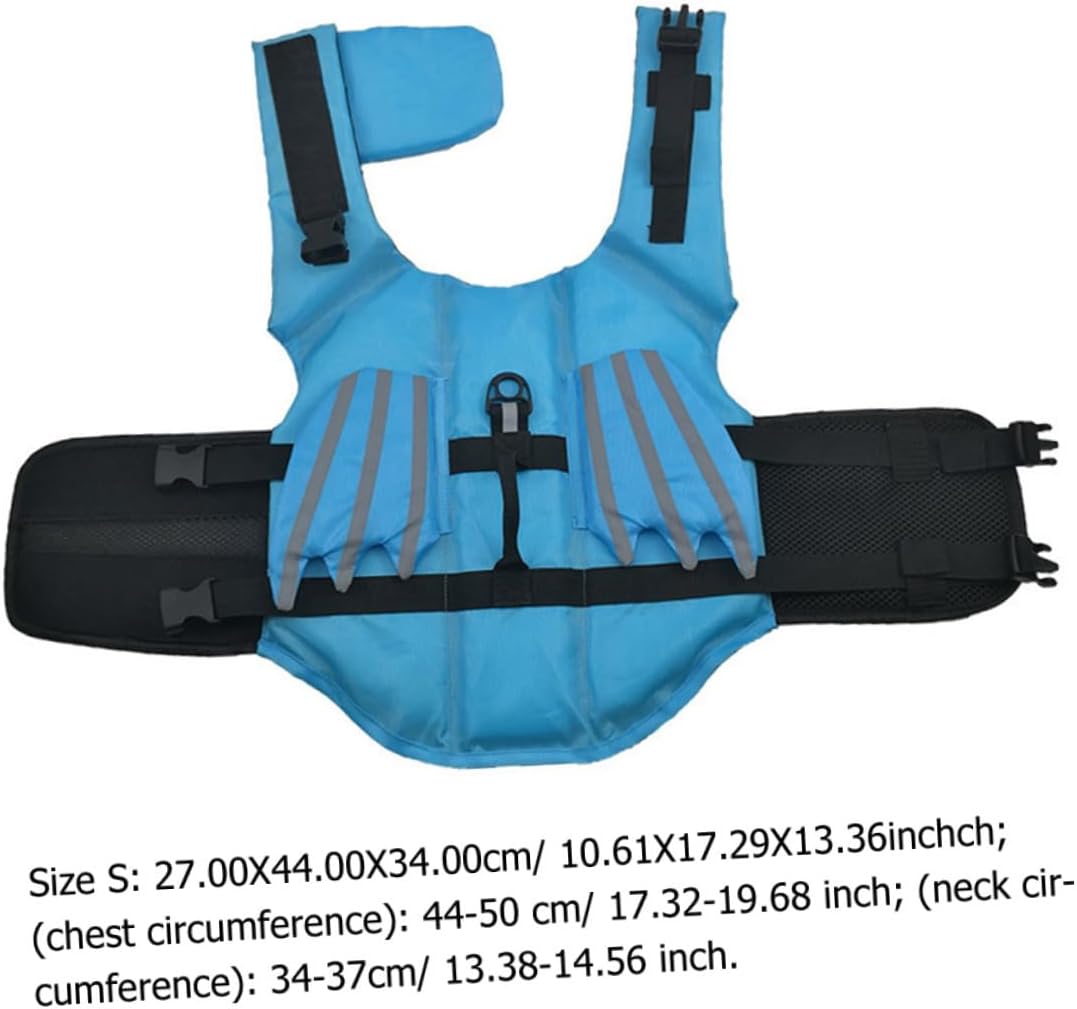 TEHAUX Wear-Resistant Dog Swimsuit and Vest, Breathable Blue S Size Lifejacket with Reflective Wings for Outdoor Swimming and Safety, Portable Professional Dog Preserver for Small Breeds