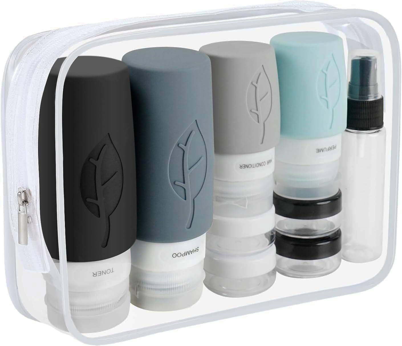 17 x Silicone Travel Bottles Reusable and Leakproof Travel Bottles Container for Cosmetics, Shampoo, BPA-Free Travel Set