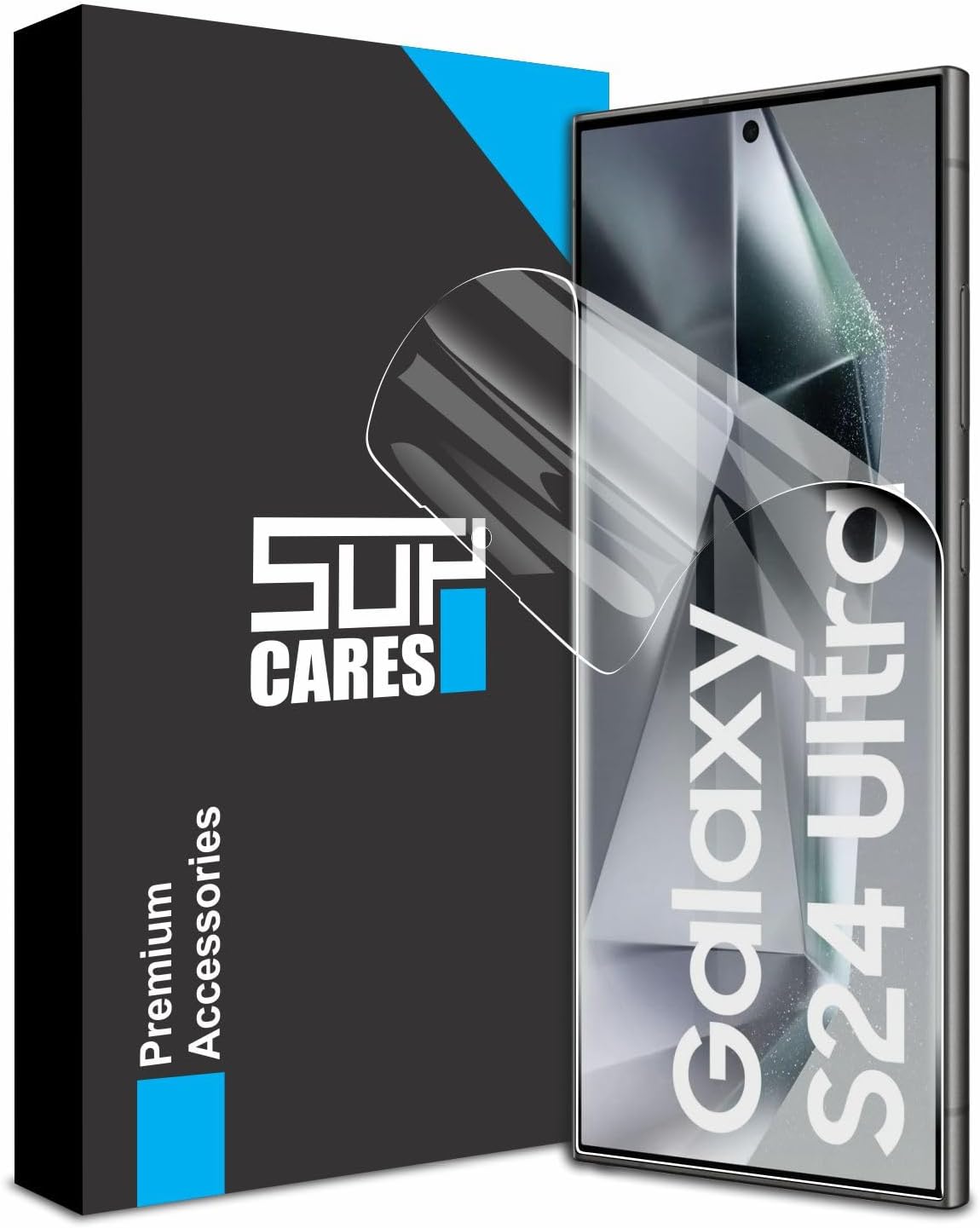 SupCares TPU Unbreakable Membrane Screen Protector for Samsung Galaxy S24 Ultra (6.8 Inch) With Easy Self Installation Kit | Fingerprint Working | Edge to Edge Coverage