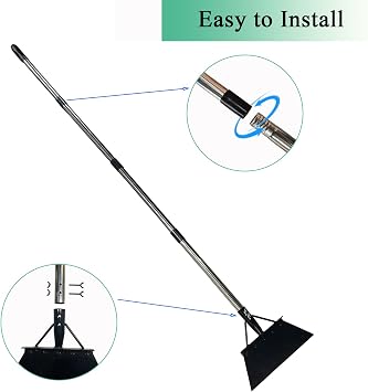 Garden Scraper,Multifunctional Garden Shovel Long Handle Moss Scraper Heavy Duty Weed Shovels Outdoor Cleaning Flat Patio Scrapers Turf Remover Tool (26cm)