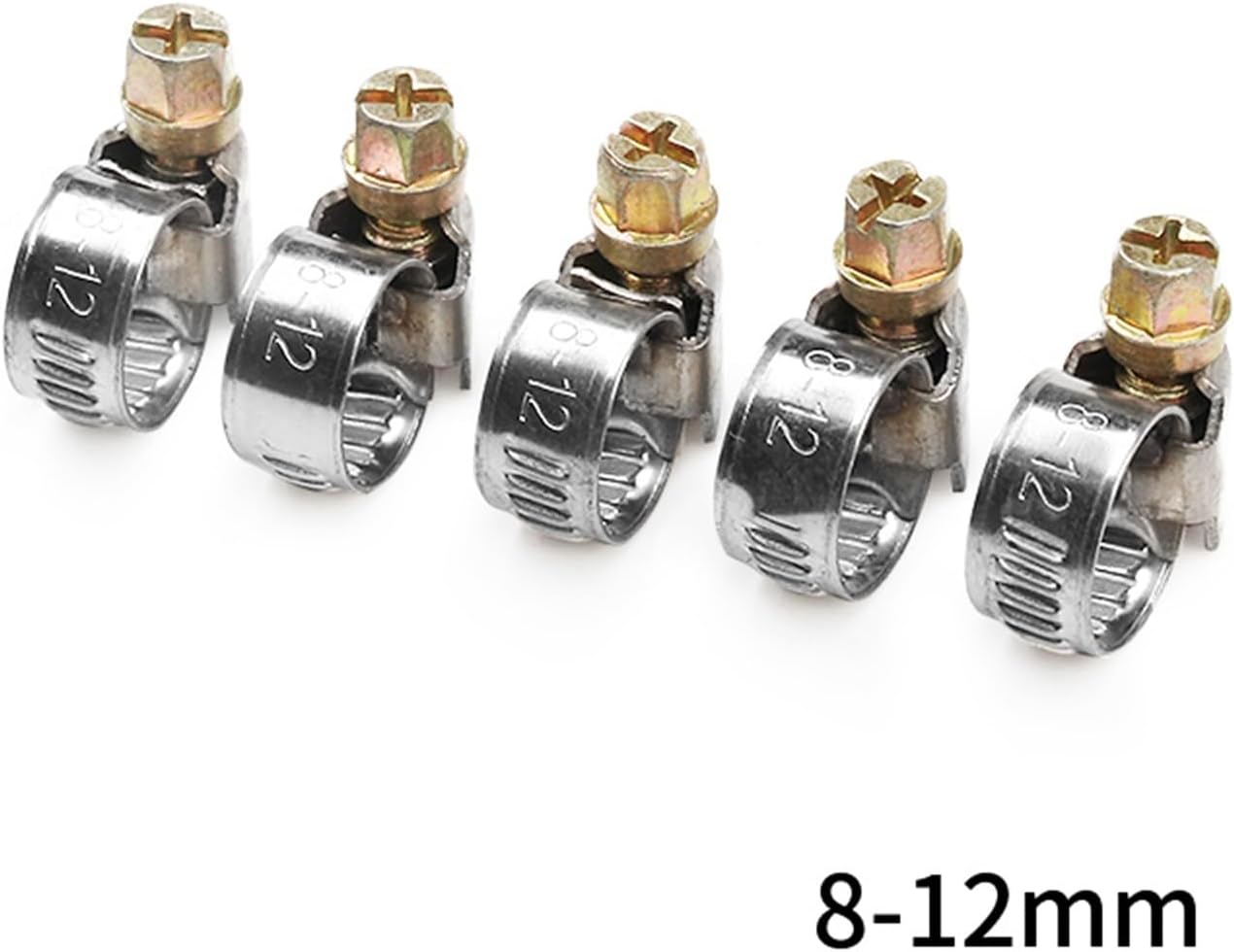 5pcs 8-80mm Hose Pipe Clamps Stainless Steel Hose Clips Fuel Water Pipe Clamps Worm Drive Spring Clamps for Water and Gas Pipes(40-60mm)