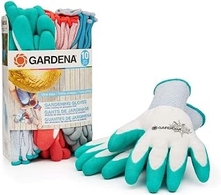 Gardena Latex Gardening Gloves, 10 Pairs - Comfortable, Washable Protection for Gardeners