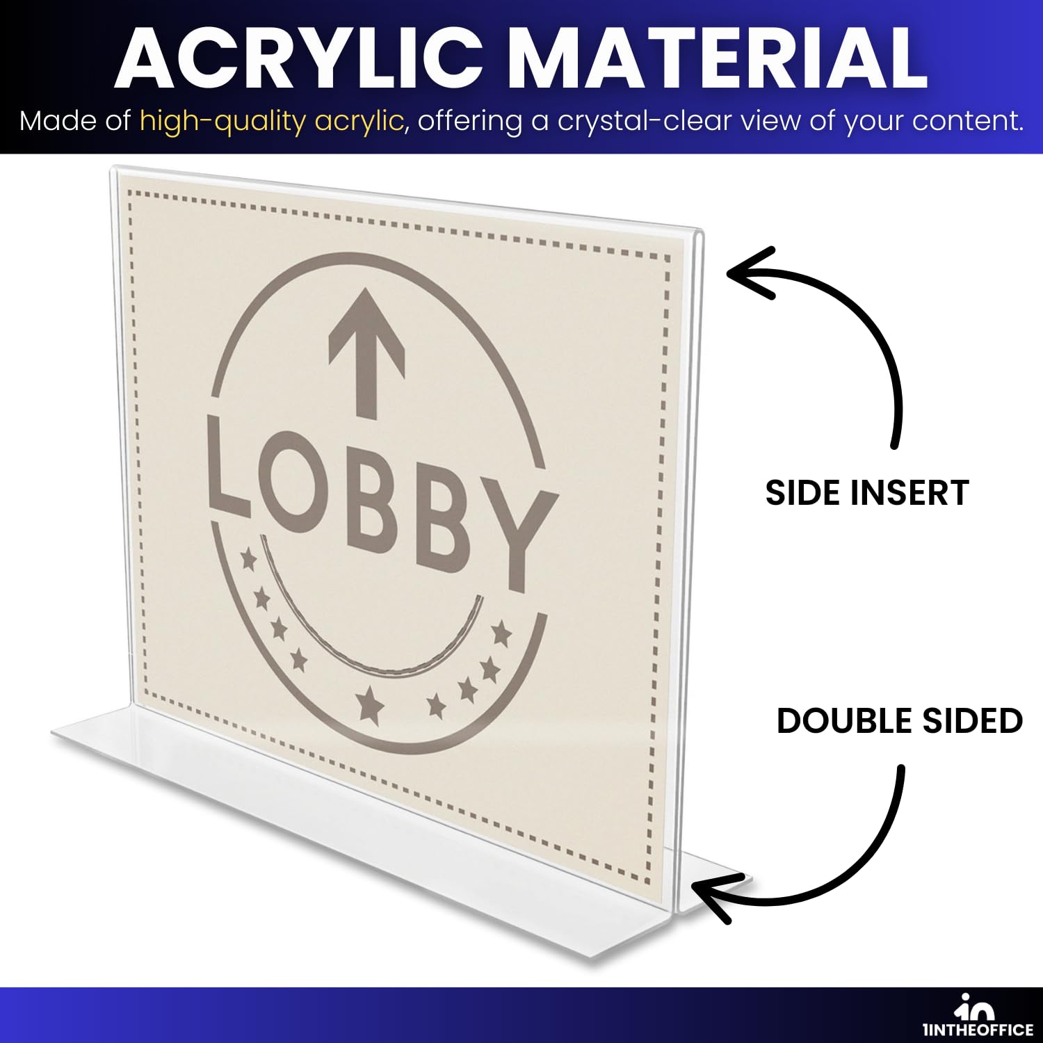 1InTheOffice Akrylowy stojący poziomy uchwyt na znak 20 x 30 cm 6 szt.