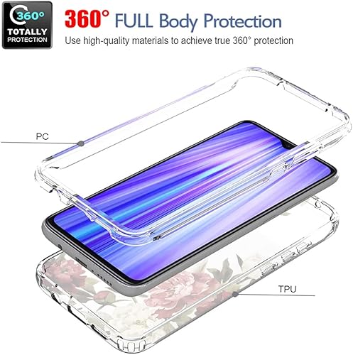 Miniatura 3 de Funda para teléfono Redmi Note 8 Pro M1906G7I con protector de pantalla de vidrio templado, carcasa protectora de cuerpo completo transparente de