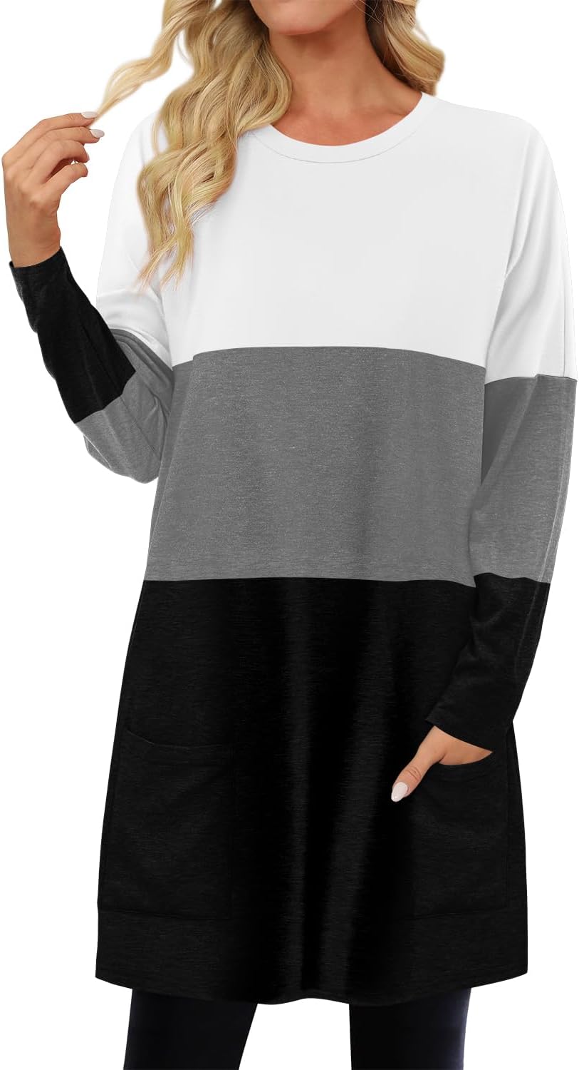 KISSMODA Womens Casual Tunic Tops for Leggings Long Sleeve Fall Shirts with Pockets - Image 4