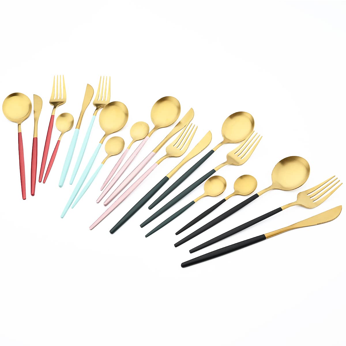 Mattschwarzes Besteck, Royal 36-teiliges Tafelservice aus mattem 18/10-Edelstahl for 6 Personen, einschließlich Gabeln, Löffeln, Messern, Camping-Besteck, Reiseutensilien-Set, Besteck/1824