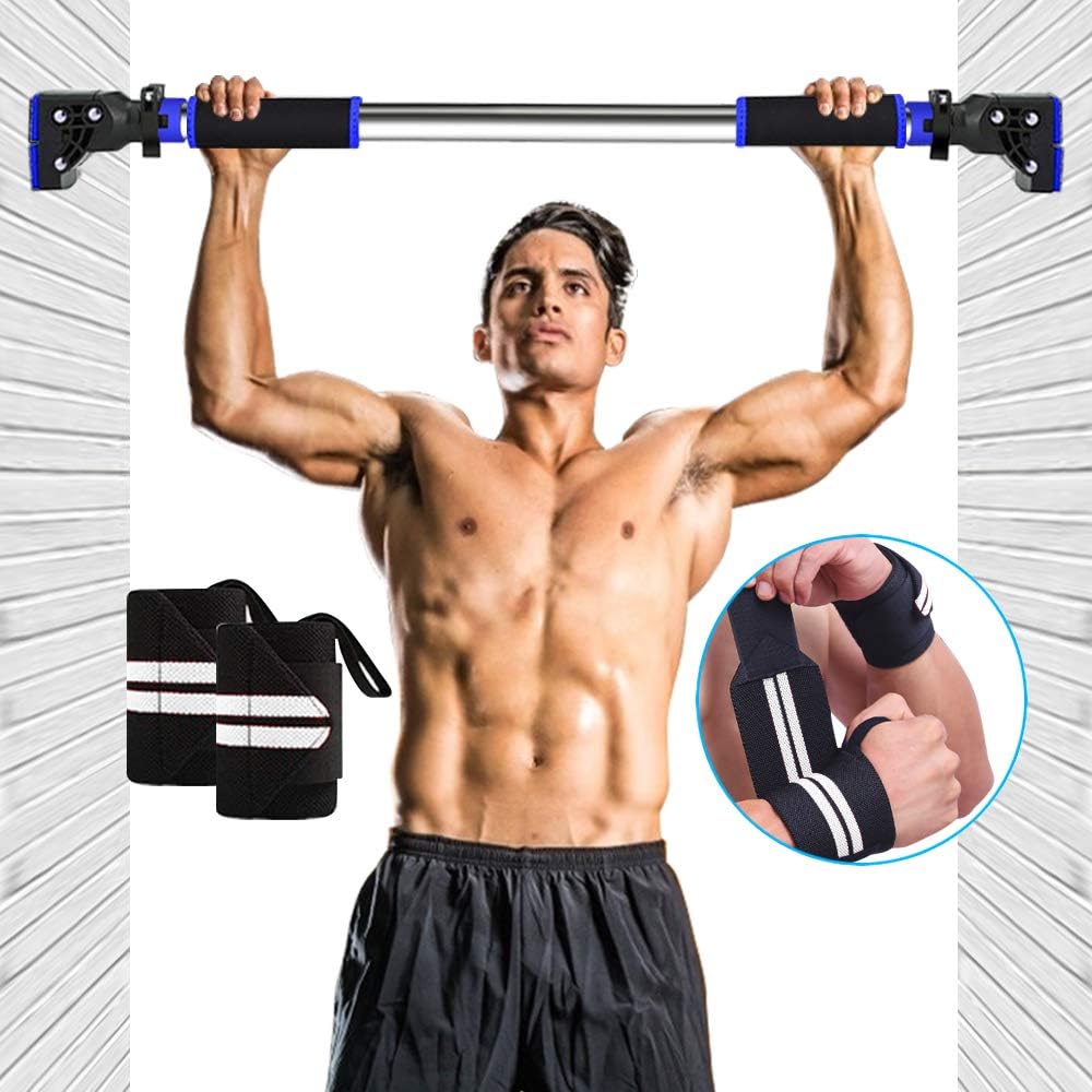 Pull Up Bar Doorway Chin up Bar No Screw Installation with Bonus Wrist Straps