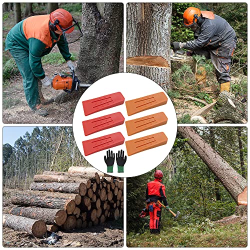 Foto von AVCXEC 6 Stück Fällkeil 6 Zoll, Fällkeil Kunststoff, Baum Fällkeil, Baumkeile Kunststoff, Forstkeil, Fällkeil Forst zum Kontrollierten Fällen von Bäumen, Baumschneiden, Schlagfest (Orange, Rot)