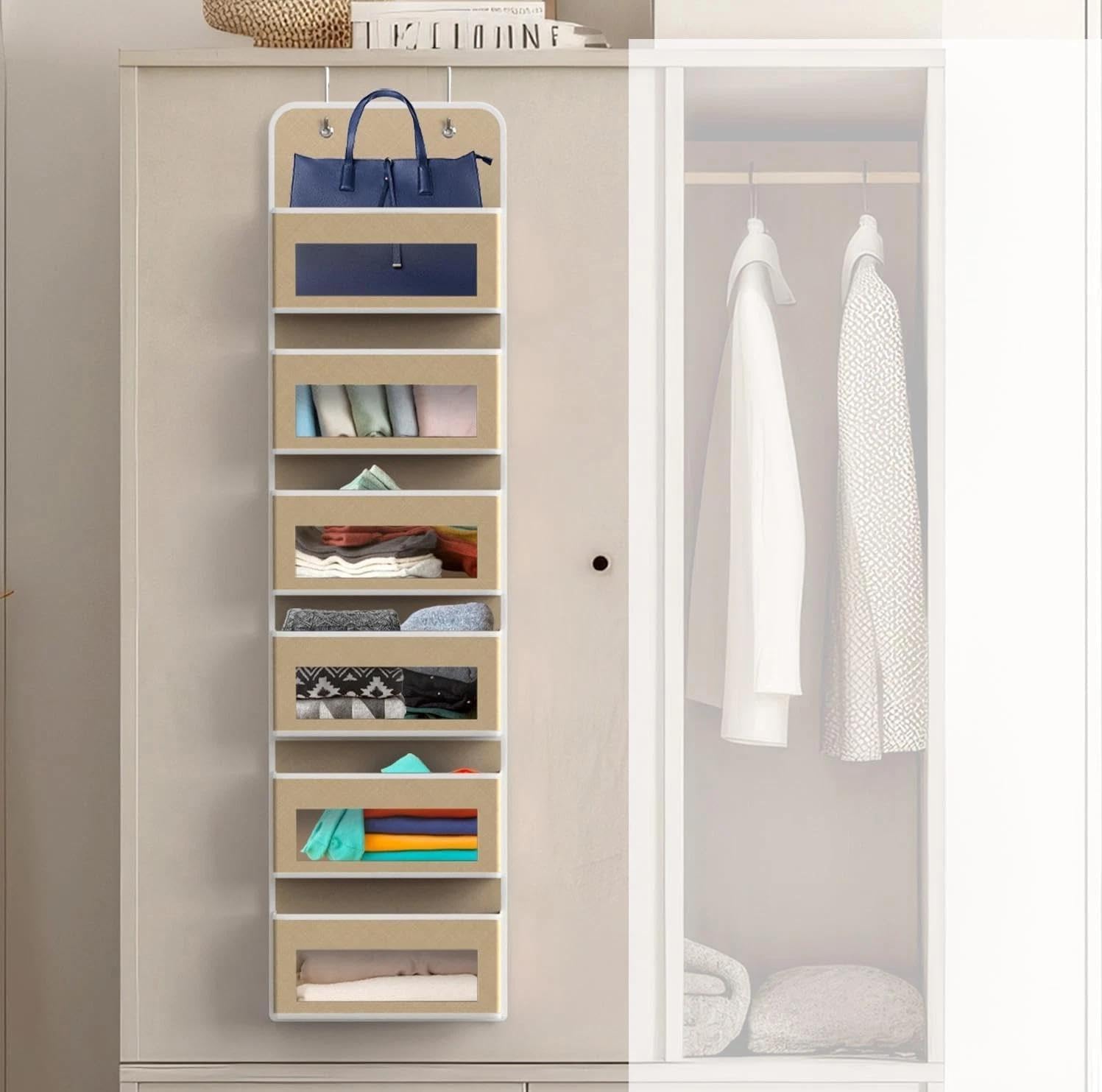 for 6 Clear Window Pocket Over Closet Door Storage Hanging