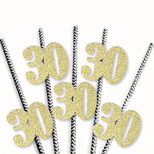 Pitillos decorativos dorados con brillo para fiesta, set de 24 miniatura 3