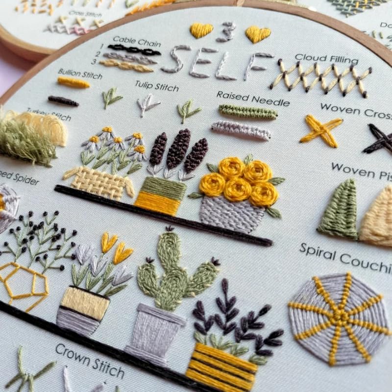 Image of Huacan Embroidery kit for Beginners Adults,Embroidery Kit Punch Needle Kit Cross Stitch Kits with Embroidery Hoop and Instructions,Hand Embroidery Starter Kit (Easy)