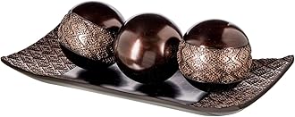 Dublin Brown Decorative Tray & Orb Set - 4-Piece Centerpiece for Living Room, Dining Room & Entry Table Decor