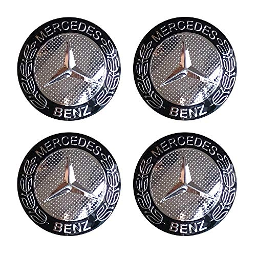 MonboAuto 4PCS 56MM 2.2'' Emblem Badge Sticker Wheel Hub Caps Centre Cover fit for Mercedes-Benz (Black, 56MM)