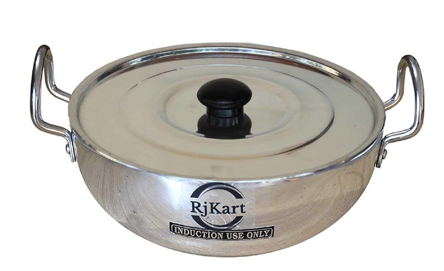 Buy RJKART Aluminium Flat Bottom Kadai with Lid and Handle Heavy Base