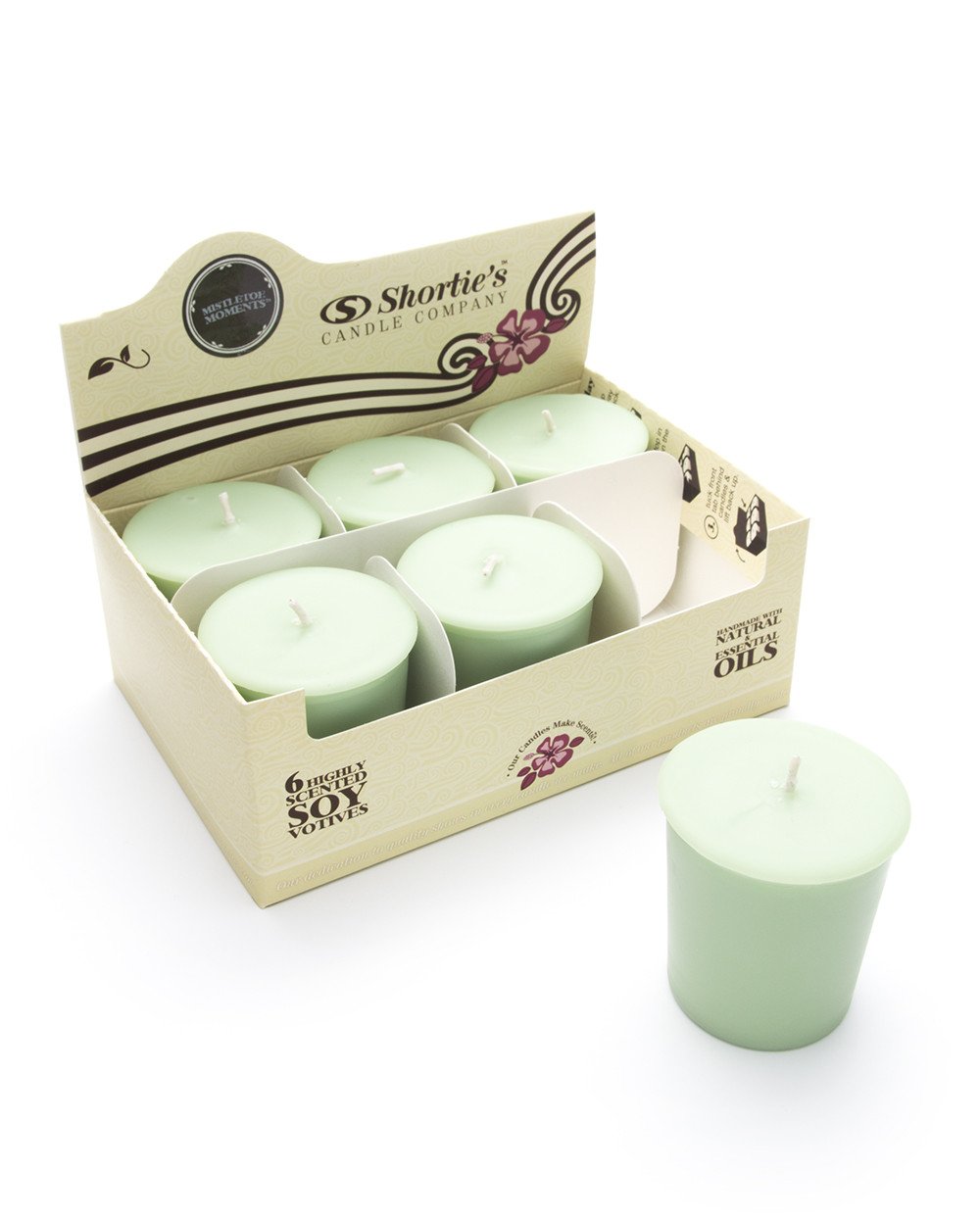 Mistletoe Moments Soy Votive Candles - Scented with Natural Fragrance Oils - 6 Green Natural Votive Candle Refills - Christmas & Holiday Collection