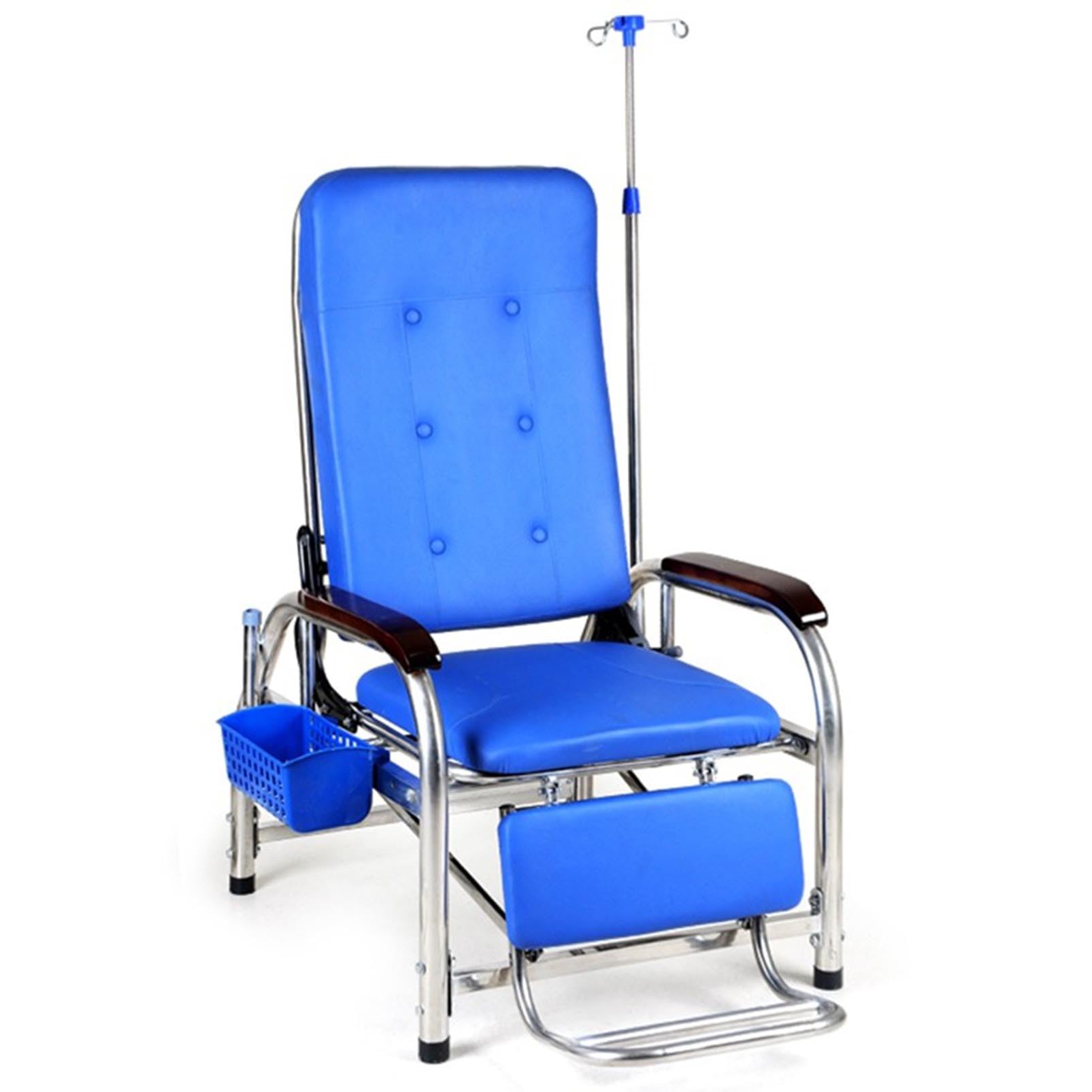 ASerZenith Adjustable Chair With Iv Pole Stand For Waiting Rooms And Phlebotomy Procedures,Blue