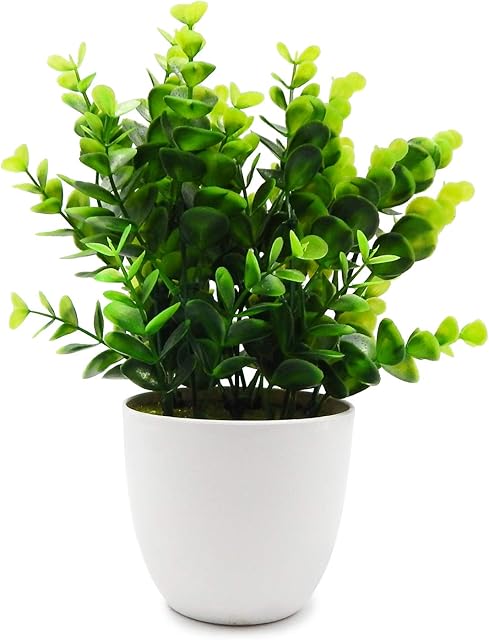 TOSSOW Artificial Plants Fake Plant with Vase for Home Garden Decoration Mini Plastic Shrubs Plants
