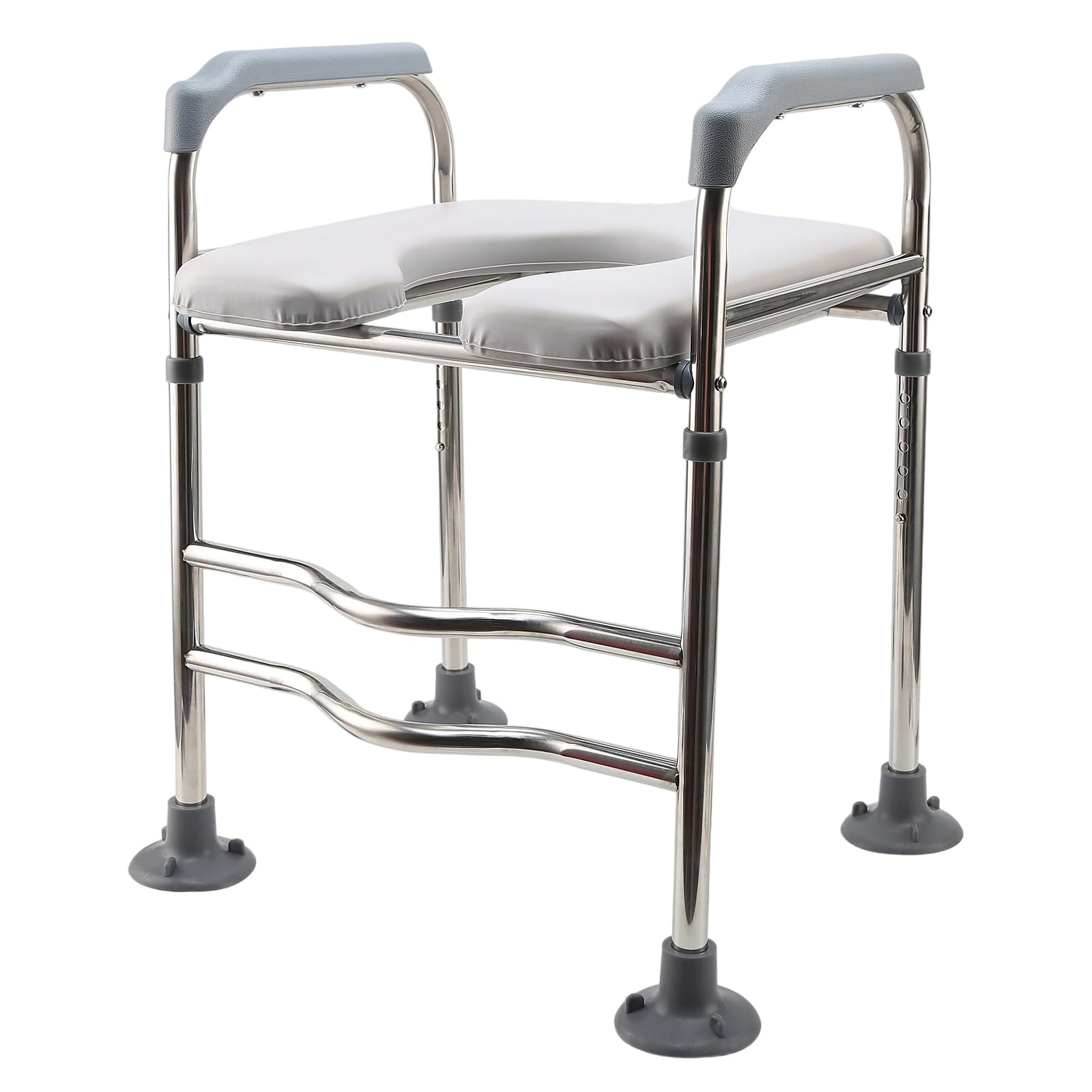 Rialzo WC per Anziani, Sedile del Water Rialzato con Braccioli e Seduta Imbottita Regolabile in Altezza 66-74 cm Comoda WC Alzata Water per Anziani, Disabili, Incinte, Ausilio da Bagno