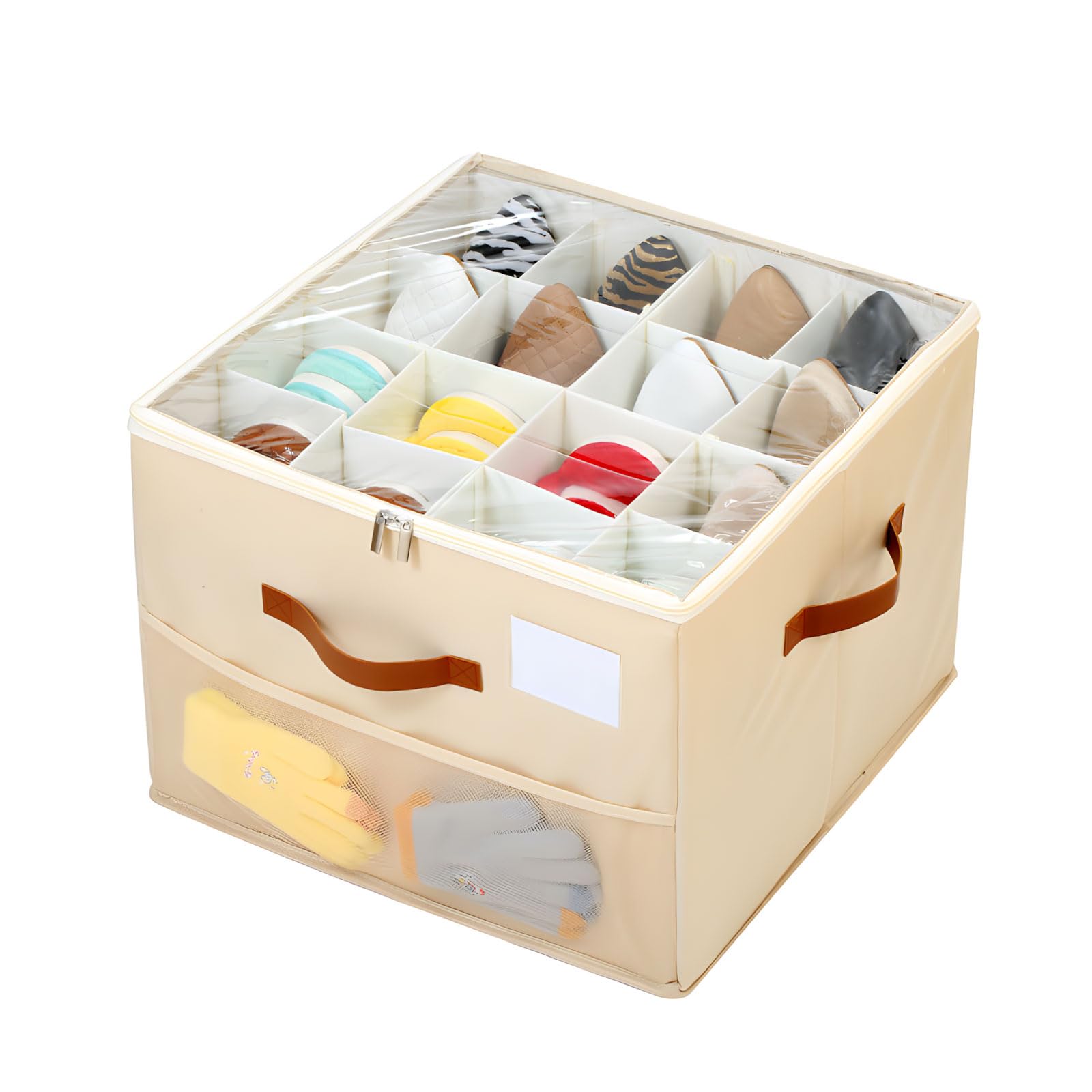 LUCKGONI Large Shoe Storage Organizers for Closet Fit 8 16Pairs with Clear Covers and Reinforced Handles Foldable