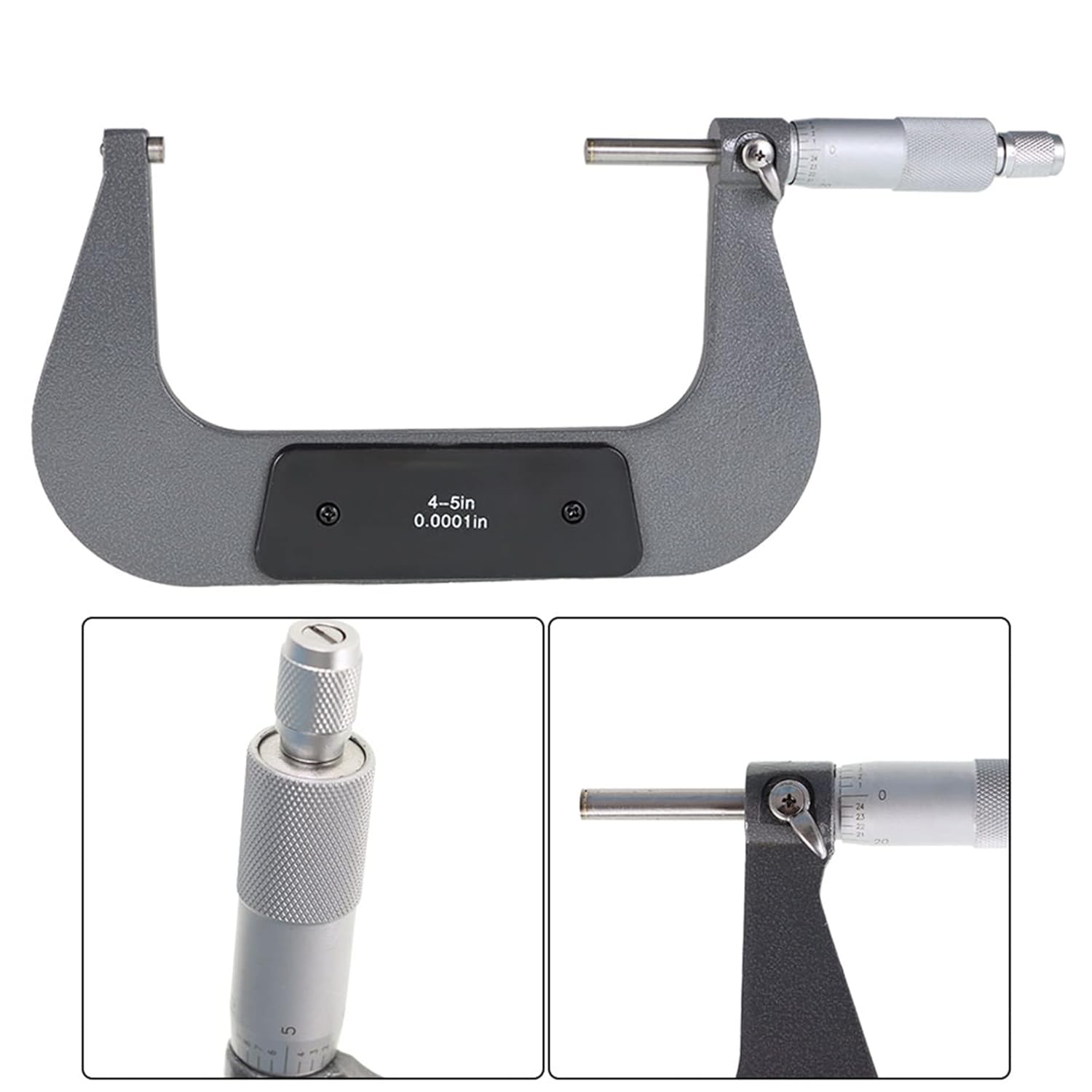 4-5 Inch Outside Micrometer 0.0001 Inch Precision Carbide Tip for Precision Measurement Work with Box