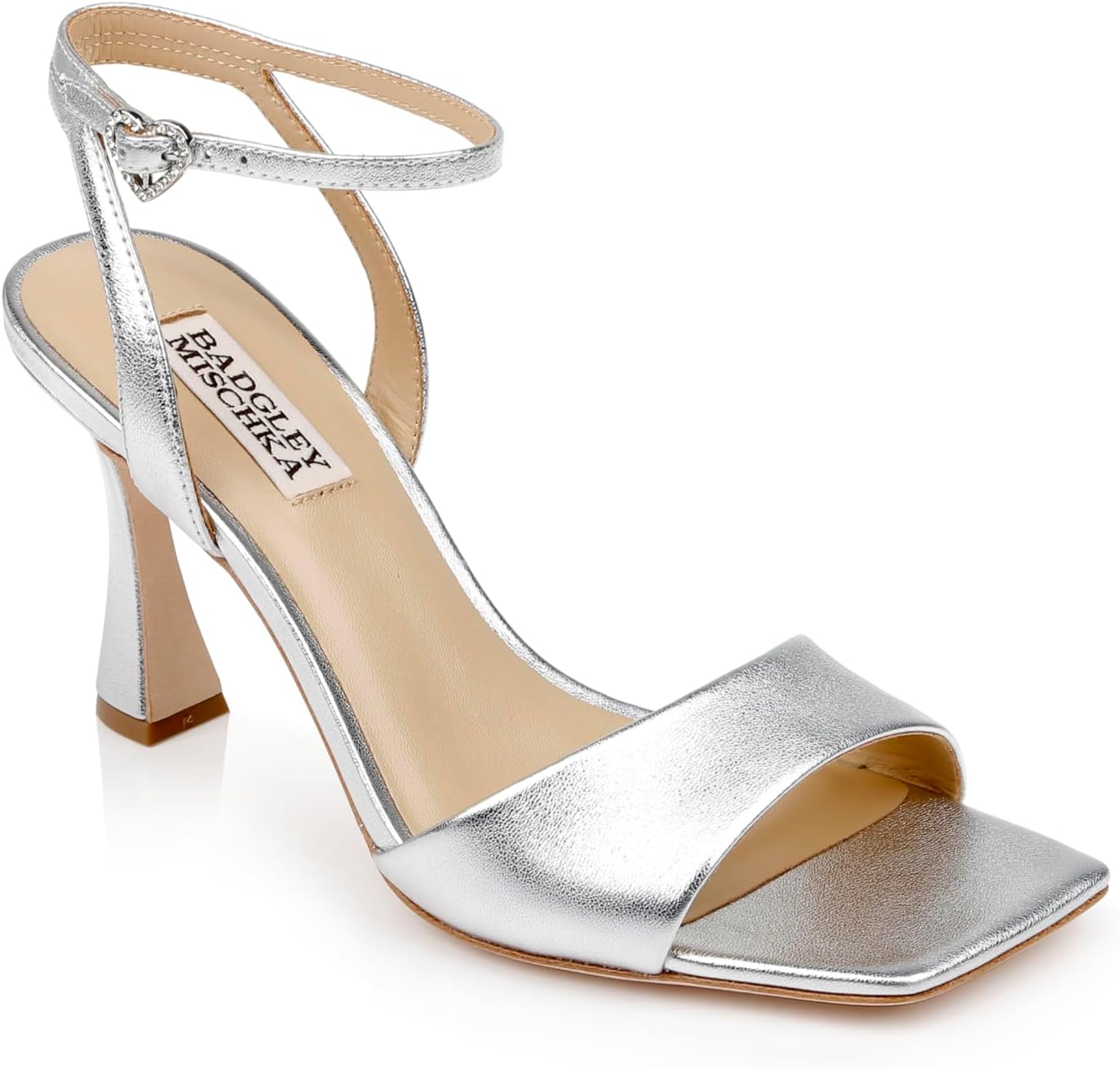 Badgley Mischka Cady – Sandali Con Tacco In Pelle, Fibbia A Cuore, Fodera Traspirante, Colore Nero, Taglia 38 EU