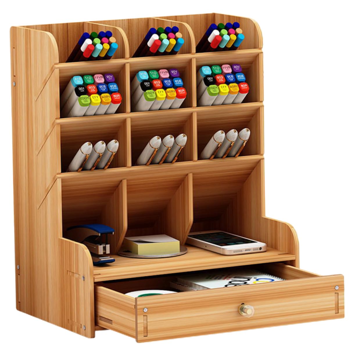 Design moderne en bois pour cet organiseur de bureau grosse capacité haut de gamme