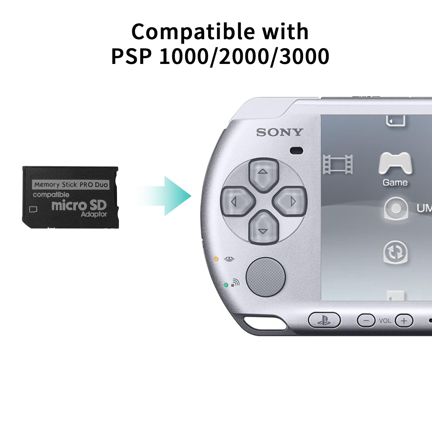 Adaptateur Micro SD vers Memory Stick Pro Duo Compatible PSP Sony Appareil Photo Handycam Jusqu'à 128 Go