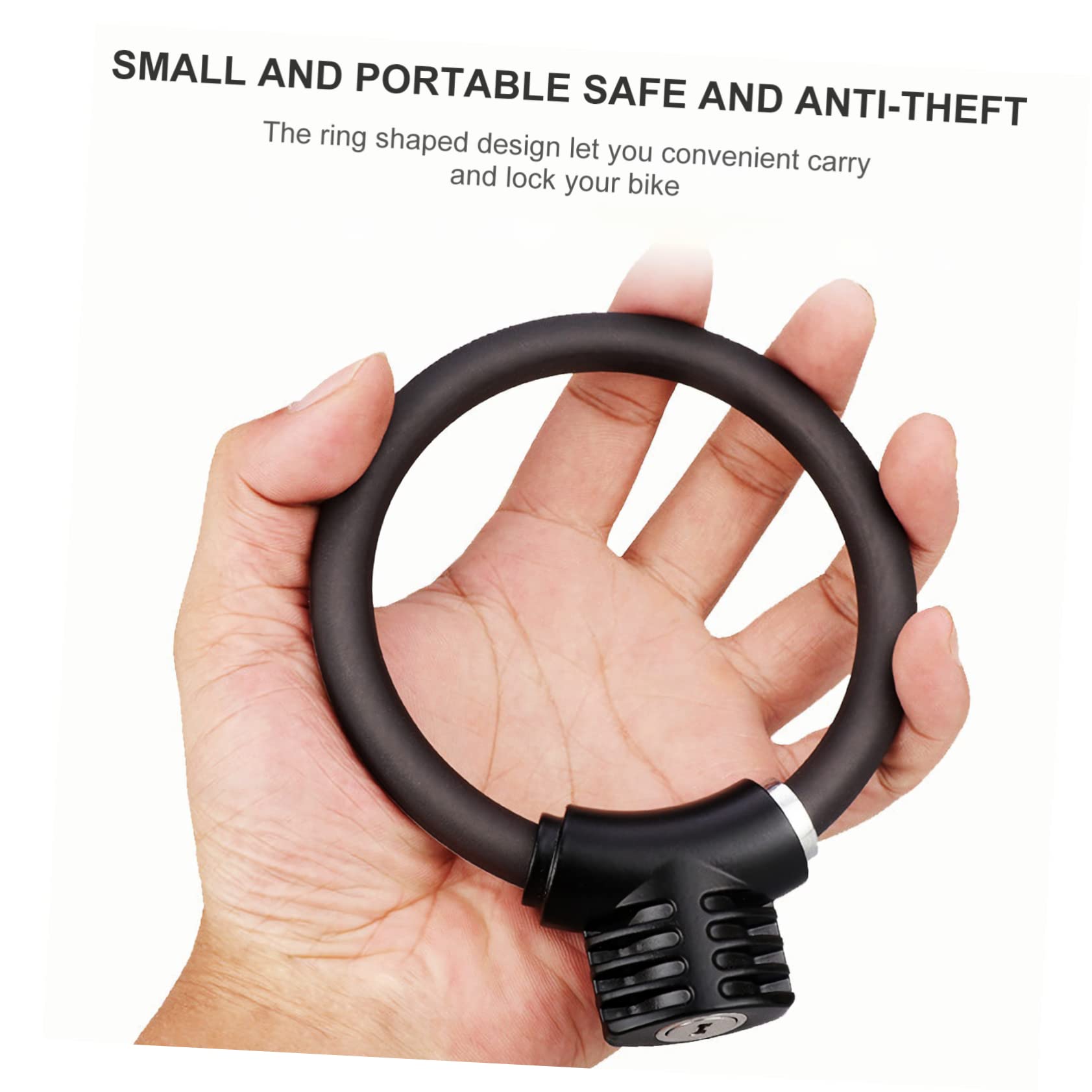 balacoo Bicycle Ring Lock Mountain Bike Lock Buggy Security Cycling Scooter Car Portable Door Bicycle Kit Cable Helmet Wheel Outdoor Electric Mini Bikes Wire Chain para Black PVC