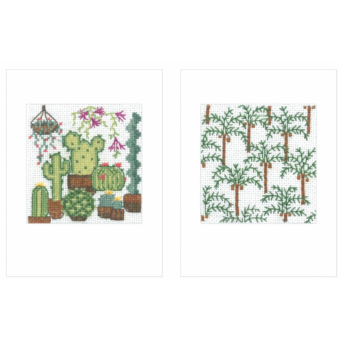 Le Bonheur des Dames Greeting cards set of 2 counted cross stitch kit ""Vegetal"",