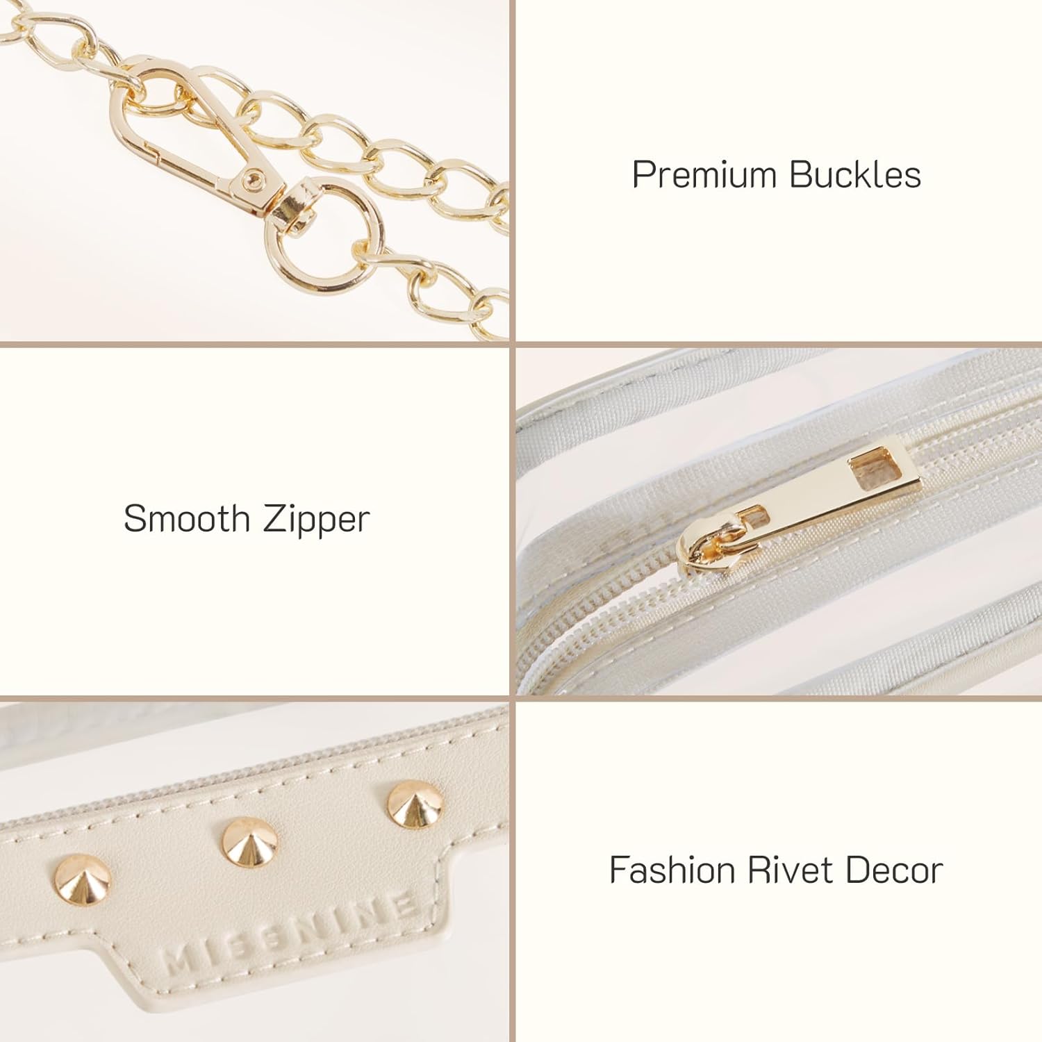 Missnine Clear Bag for Stadium Events Quilted Clear Purse for Women Stadium Approved PVC Crossbody Concert Bag - Image 4