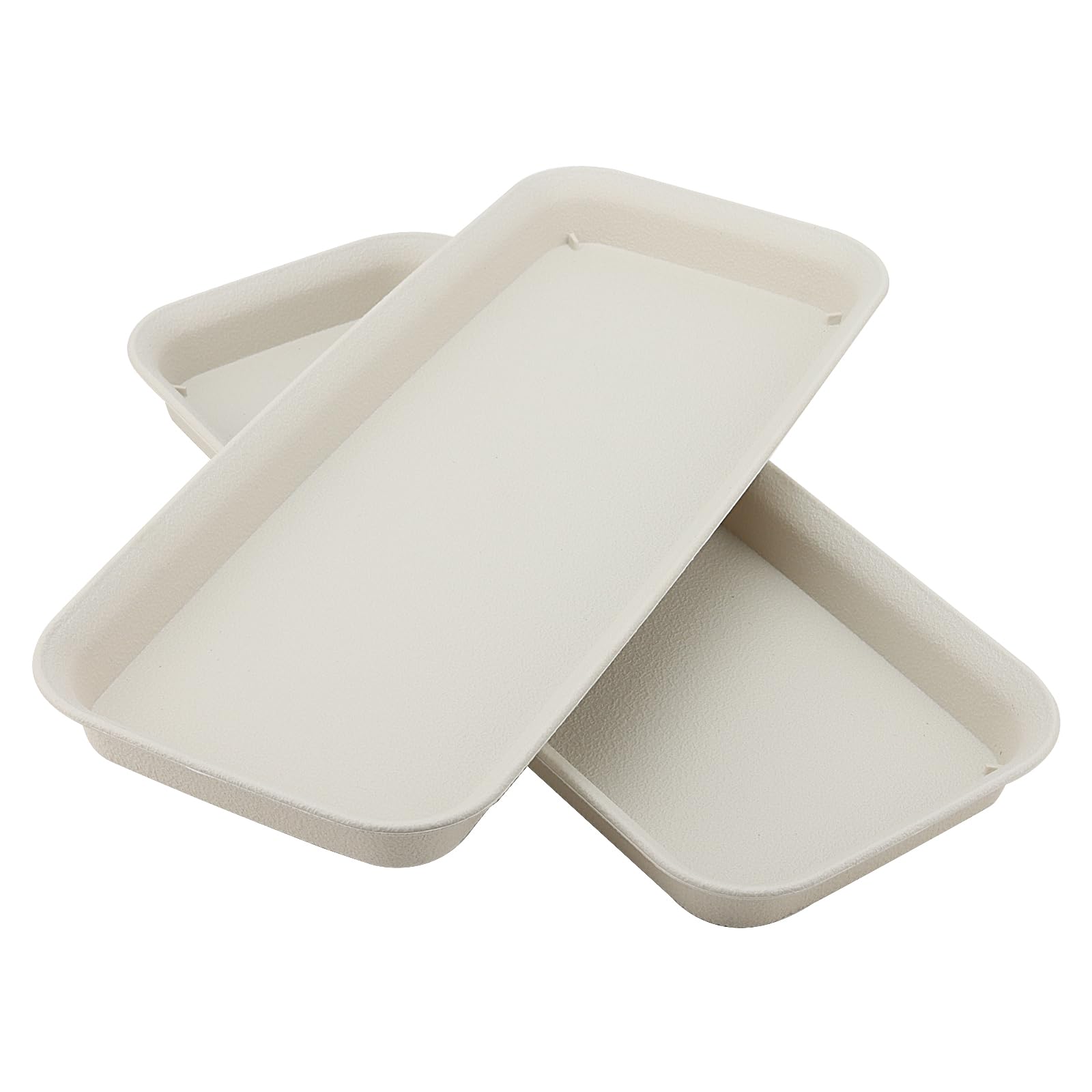 MUKCHAP 10 vassoi rettangolari per piante, 36,5 x 14 x 3 cm, colore beige, in plastica, per fioriere, fioriere, dimensioni superiori 39,5 x 17 cm