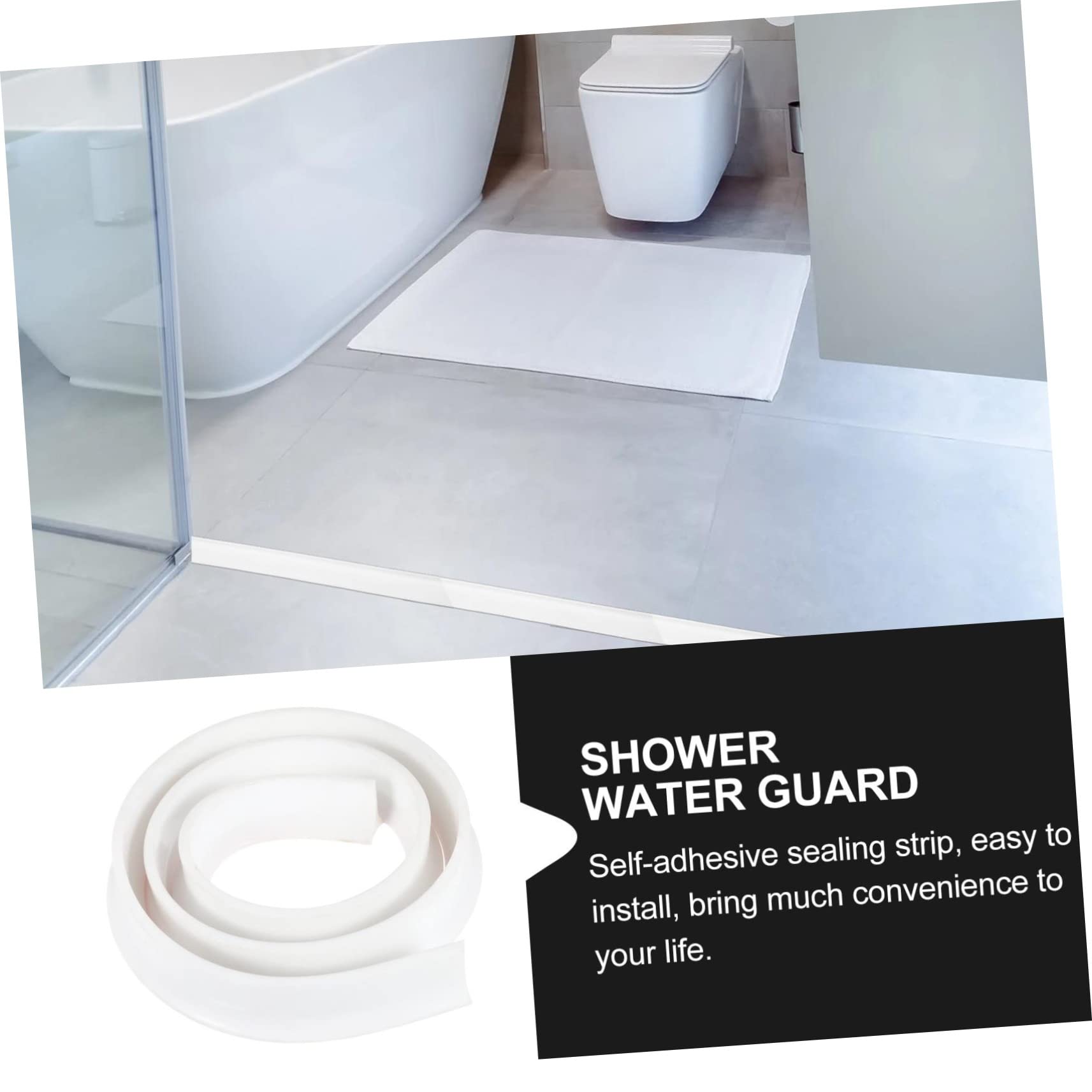 Striscia di Tenuta Acqua in Silicone Bianco 1, 5x3 Cm per Doccia | Tagliabile, Buona Tenuta, per Piano e Soglia, Barra Adesiva per Bagno e Wc