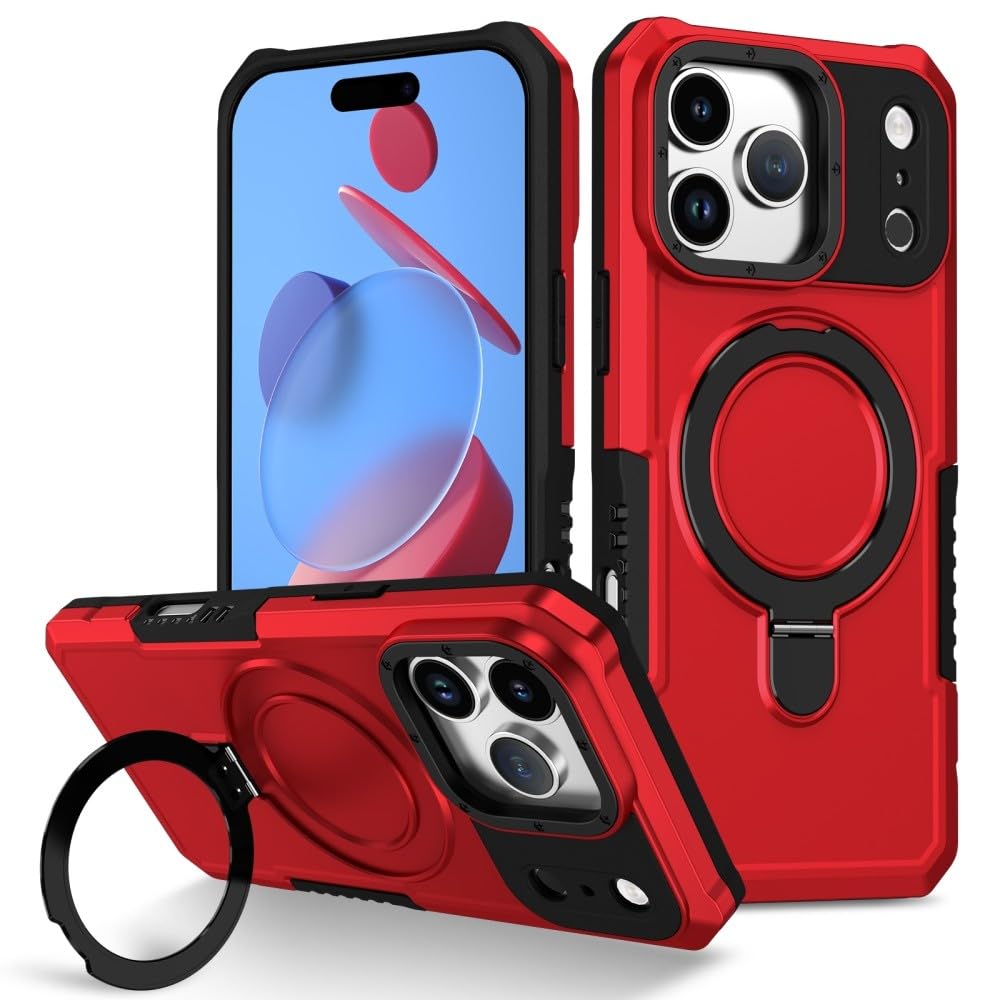 Coque iPhone 14 Plus rouge anti-chute avec anneau de maintien pliable - 8