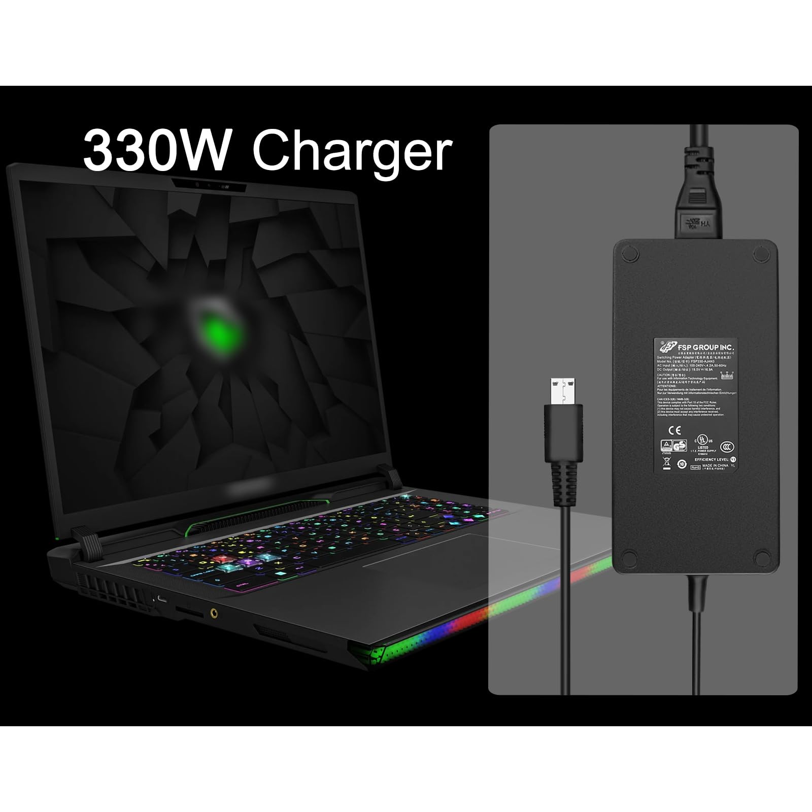 330W adp-330gb d Laptop Charger for Msi Raider 18 HX GE68 HX GE78 HX Vector 16 HX Vector 17 HX i9-14900HX RTX 40 Series ac Cord MS-15M2 MS-17S2 MS-1822 MS-1823 s93-409580-d04 6 ft Power Cord