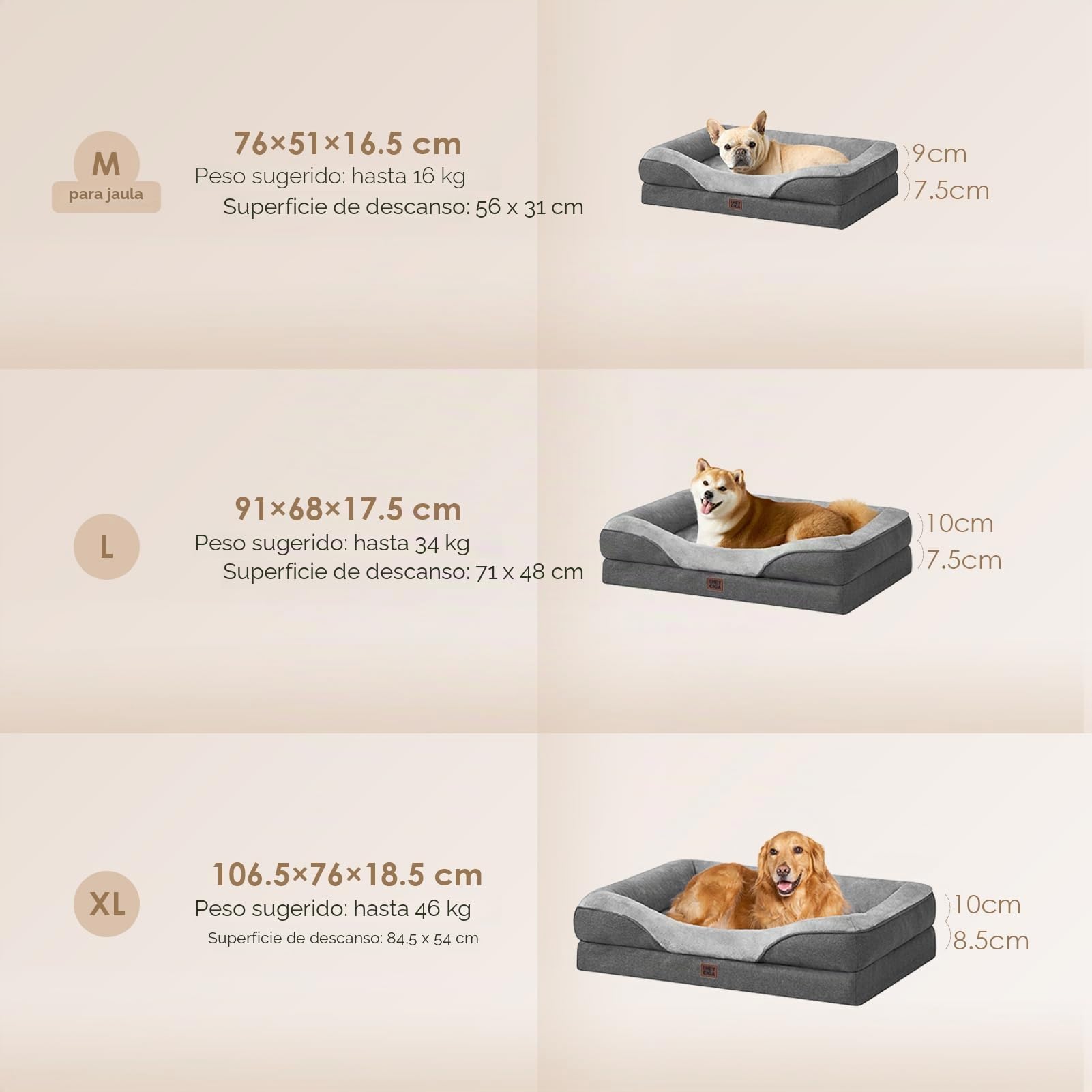 EHEYCIGA Cama Ortopedica y Viscoelastica para Perro Extra Grande 106x76x18.5 cm, Memory Foam Sofa para Perros Lavable, Cama Gato Suave, Gris Oscuro