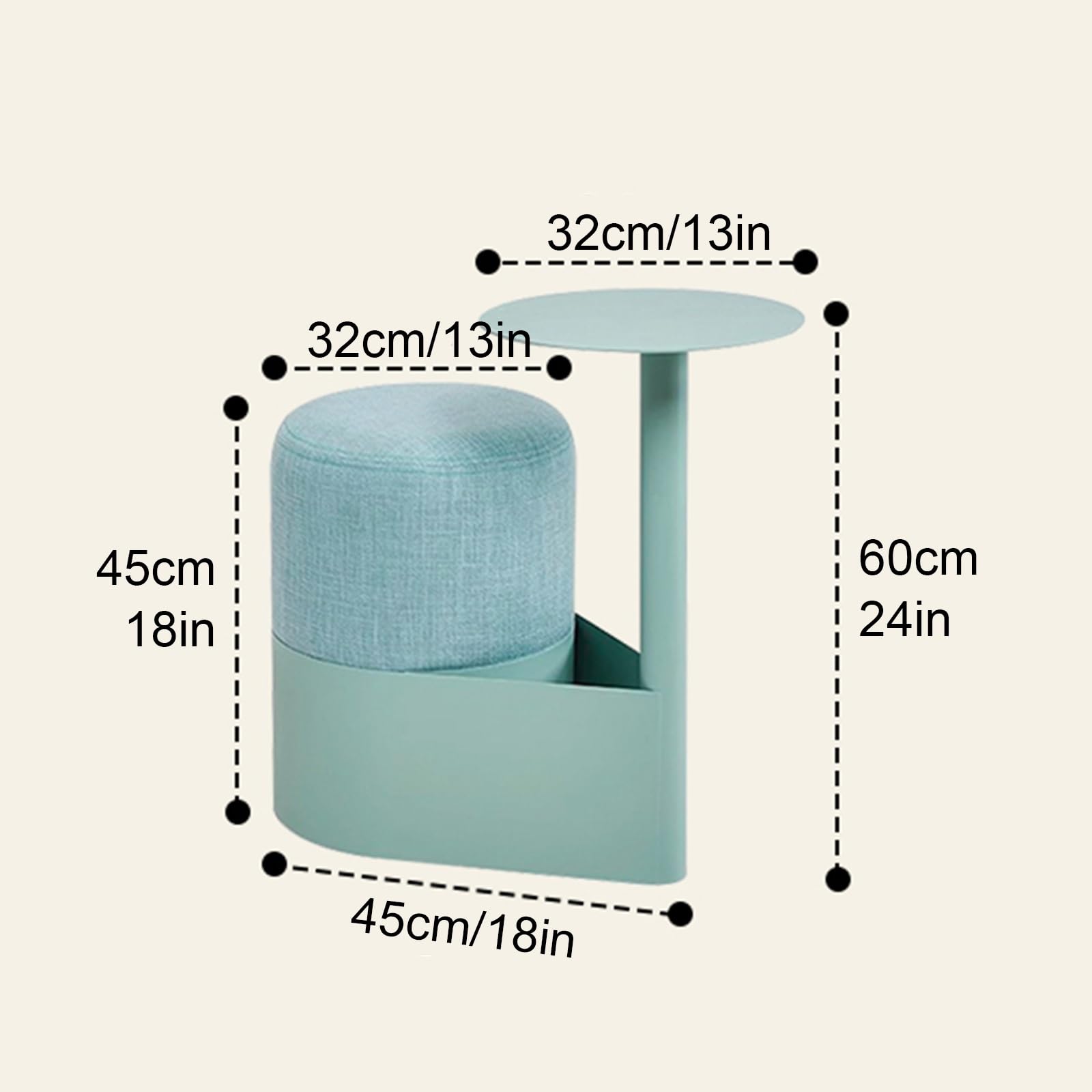 Table d'appoint Moderne à roulettes, Table Basse Mobile, Tabouret Confortable, Rangement Multifonctionnel, pour Salon, Chambre (Vert, Petit)