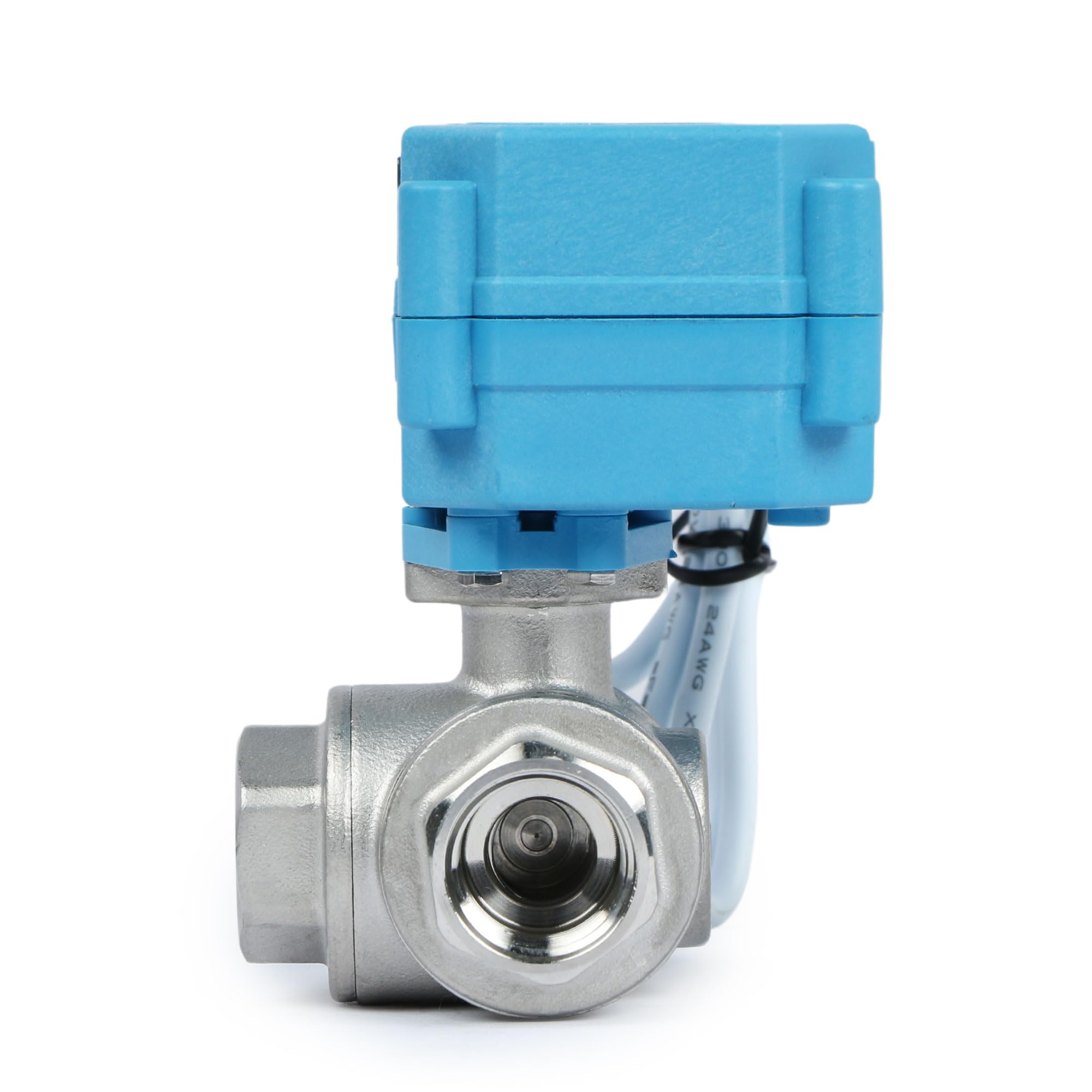 Electric 3 Way Motorized Ball Valve, Heavy Duty Multipurpose L Type Water Shutoff Valve, 3 Way Valve with Manual Function - Image 3