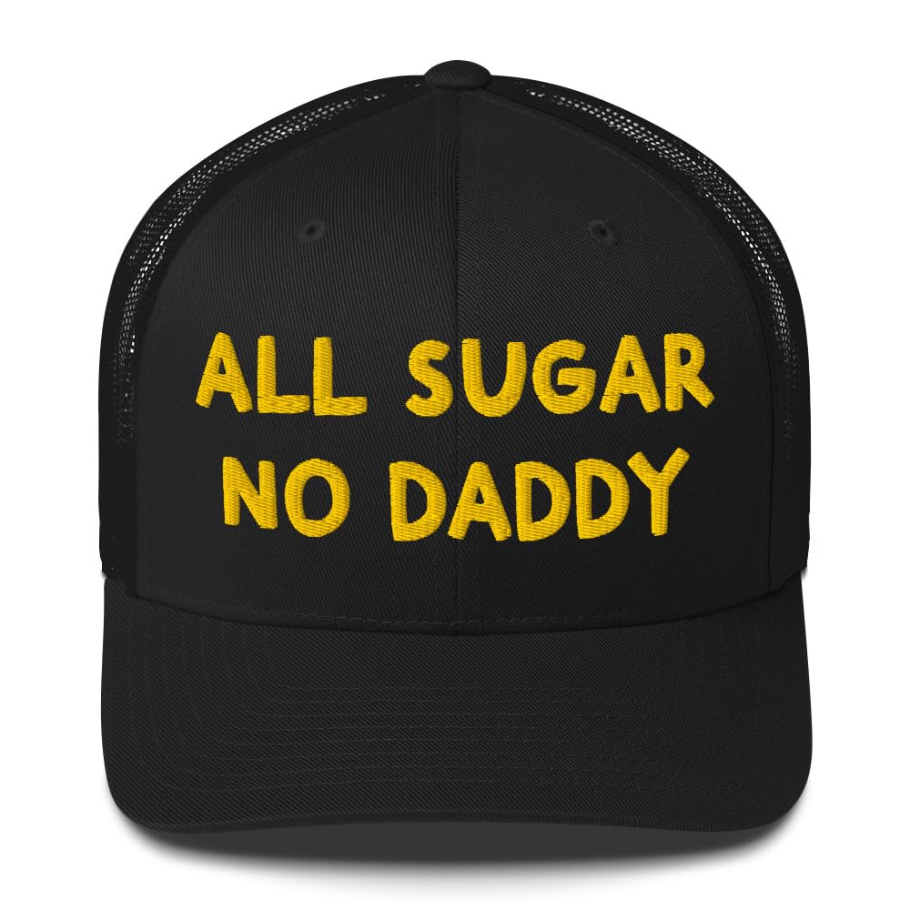 All Sugar No Daddy Trucker Hats Women, Birthday Gifts for Mom, Wife, Funny Embroidered Hat for Girls, Vintage Cap4 Black