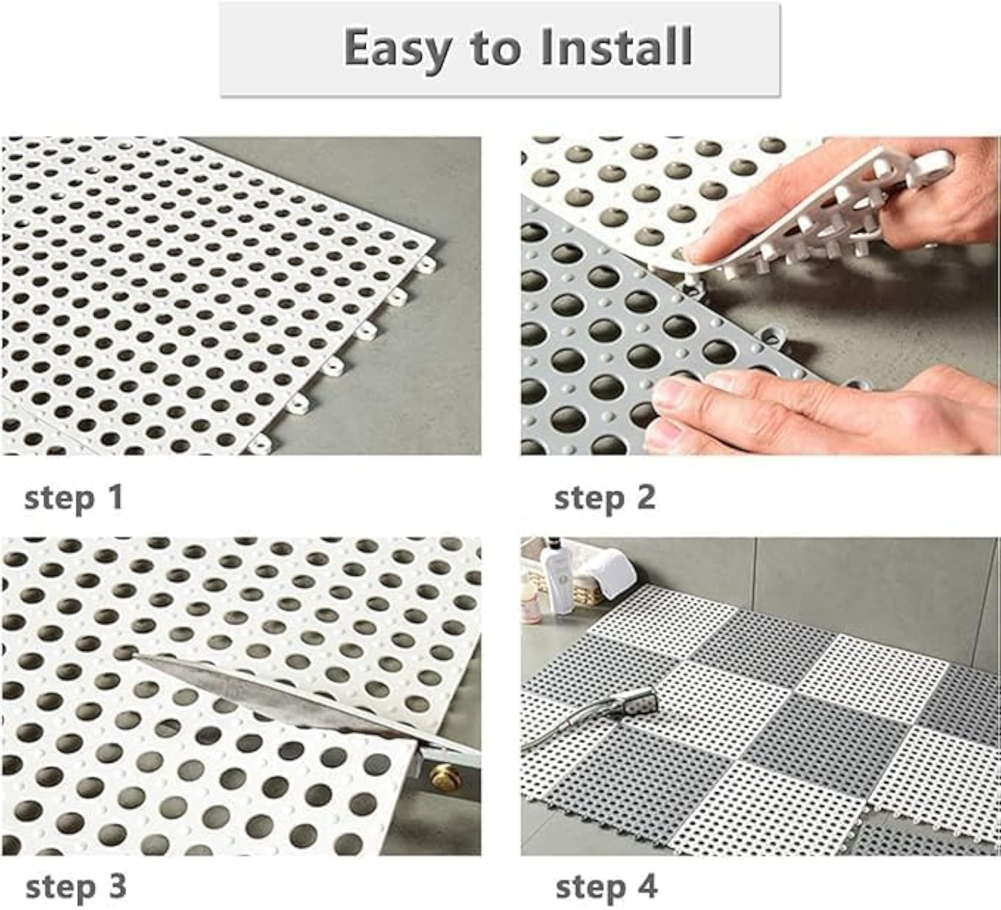 Interlocking Anti-Slip Shower Mat Set for Bathroom