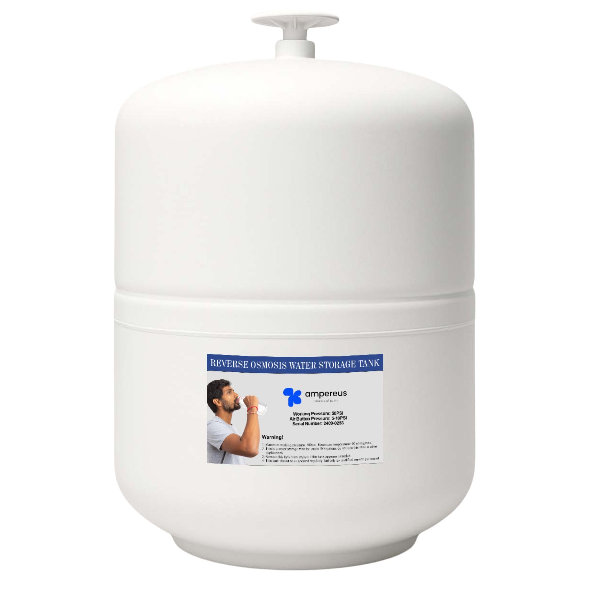 AMPEREUS Under Sink RO Pressure Tank | Filter Water Storage Tank | Compact Drinking Water Storage Solution | Durable Pressure Tank for Home & Kitchen Use (4.5 Gallon/ 17 Liter)-image-25