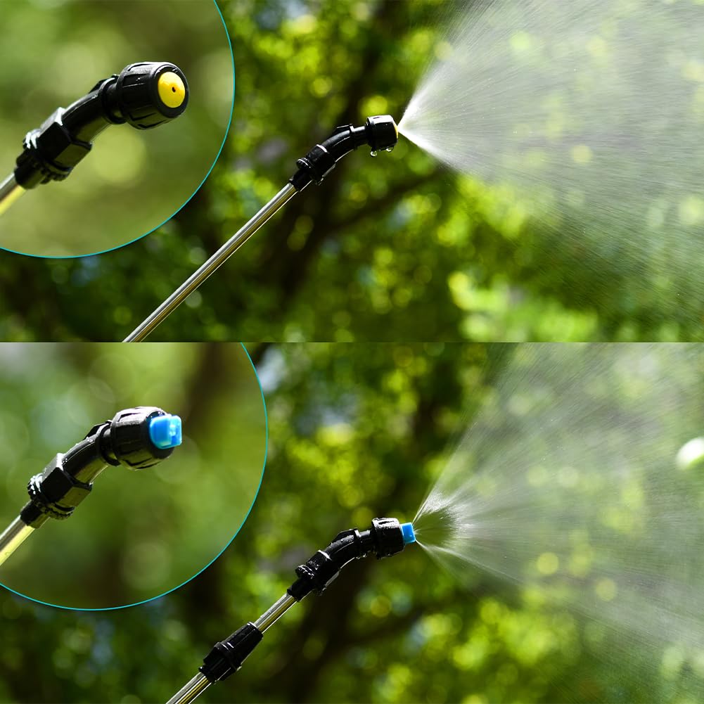 BAKAJI Spruzzatore a batteria da Giardino con Accessori, Nebulizzatore a pressione con Tracolla Antifatica, Pompa Ultra Leggera Irrigazione e Cura Piante, Ideale Acqua e Antiparassitario (5 Litri)