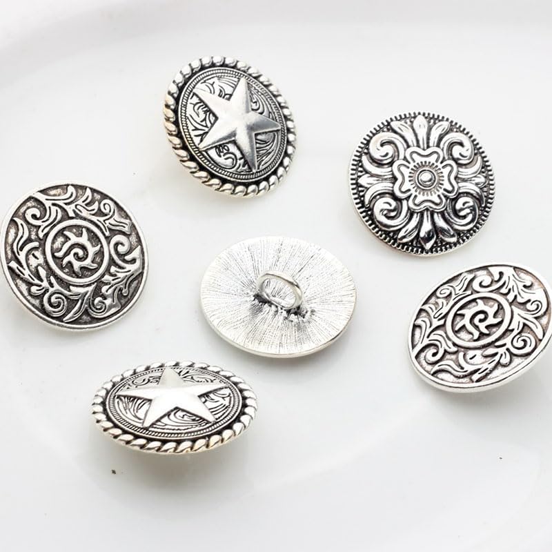 9PC Metal Western Decorative Buckle Set – Faux Leather Embellishments with Studs/Snap Fasteners/Rivets for Handmade Clothing Accessories & Decoration Parts image 5