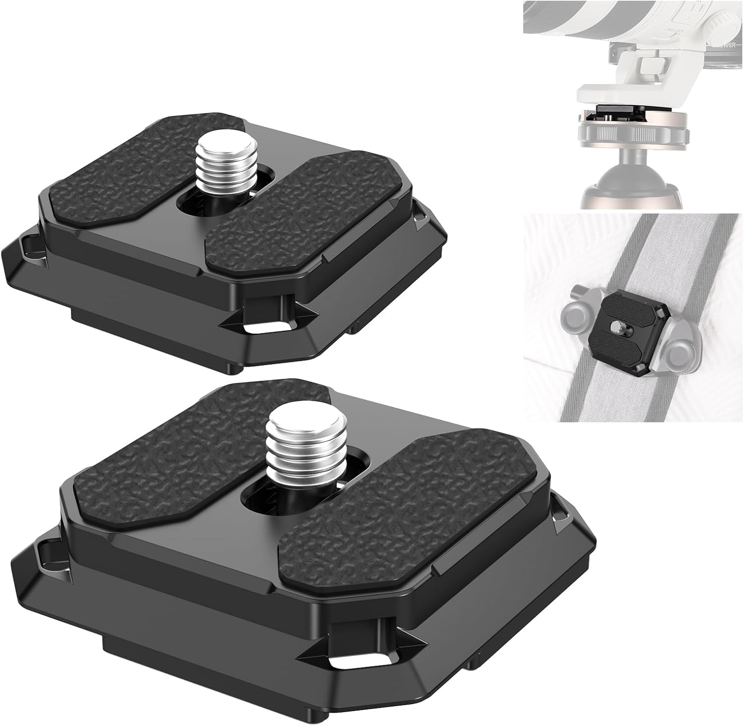 NEEWER 2 Pack Quick Release Plate 38mm Square Arca Type QR Camera Mount Plate Compatible with Peak Design Capture V3 Camera Clip, Tripod Head to Shoulder Strap Quick Switch with 4 Safety Pins, QPR-5