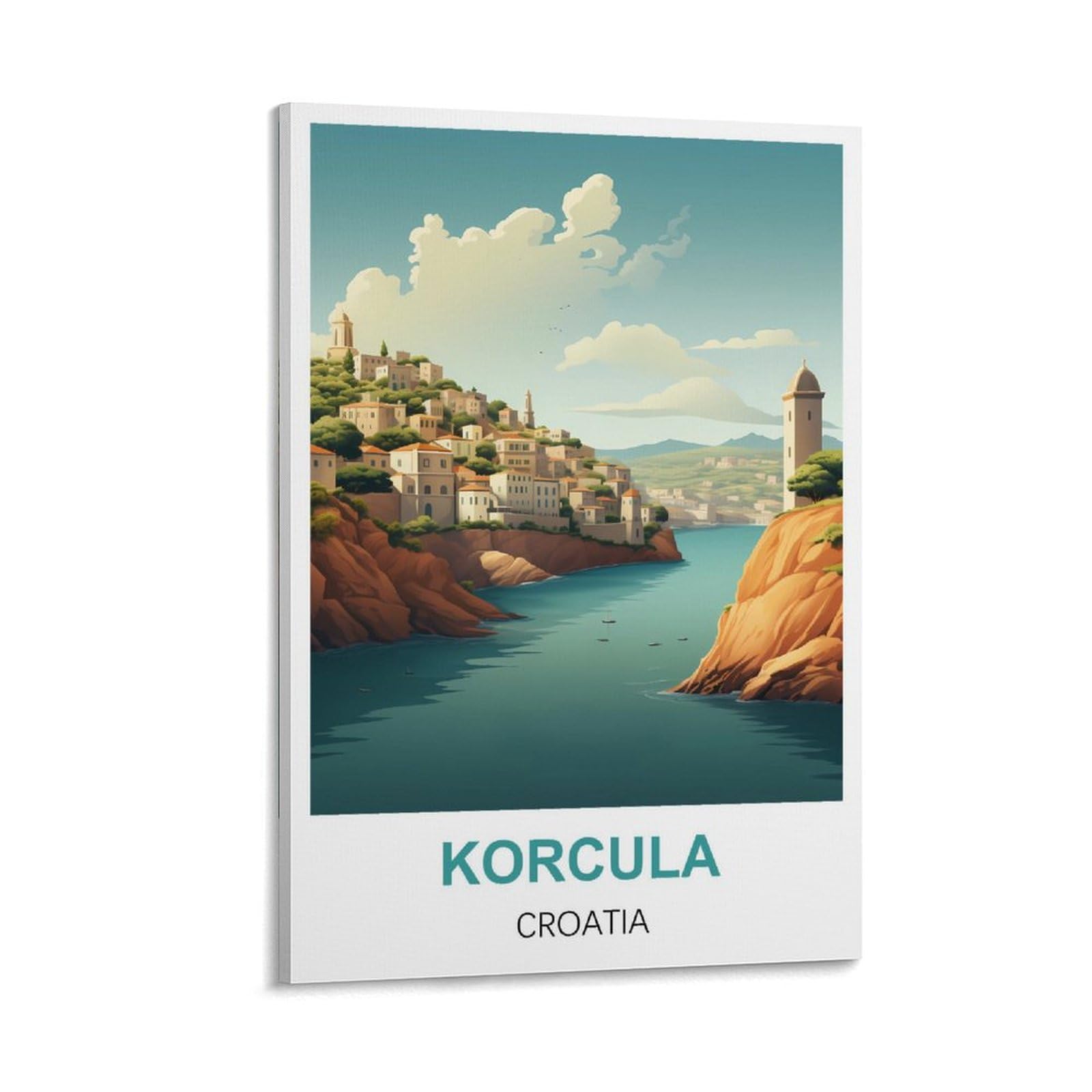 JYICUNCHO Korcula Croatia Vintage Travel Poster 08x12inch(20x30cm) Canvas Prints Wall Art Paintings Pictures for Living Room Bedroom Wall Decor