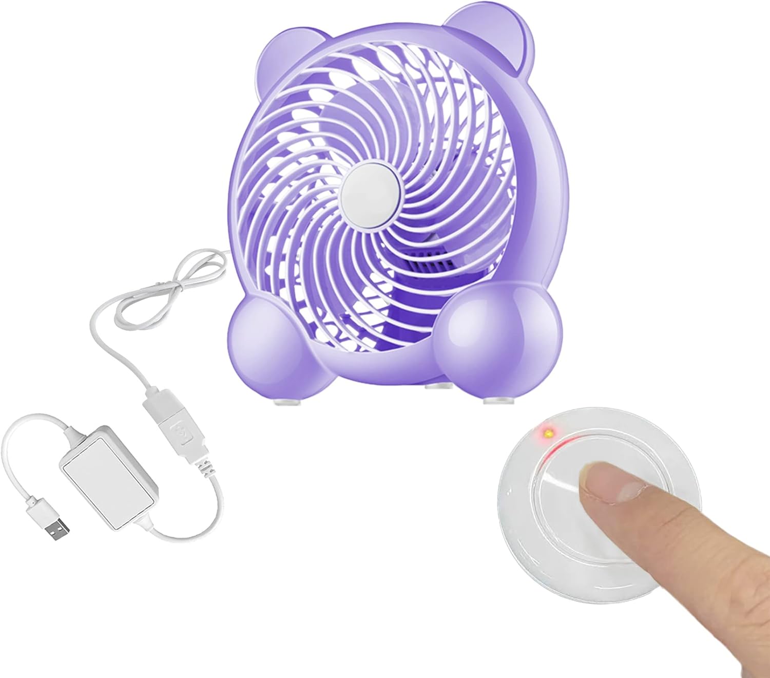 5V USB-Powered Fan Cooling Air Fan Powerful Fan with Remote Control Macaroon Purple Fan with Two Speeds for Office Computer Desk Student Dormitory Study,7-Inch Mini Cartoon Cute