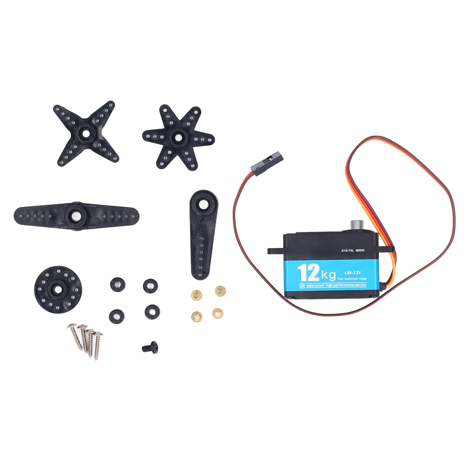 SEAFRONT Servo de 12 Kg Engranaje de Metal Completo de Acero para Brazo Robot Drone y Coche con Dirección Digital 90 Grados